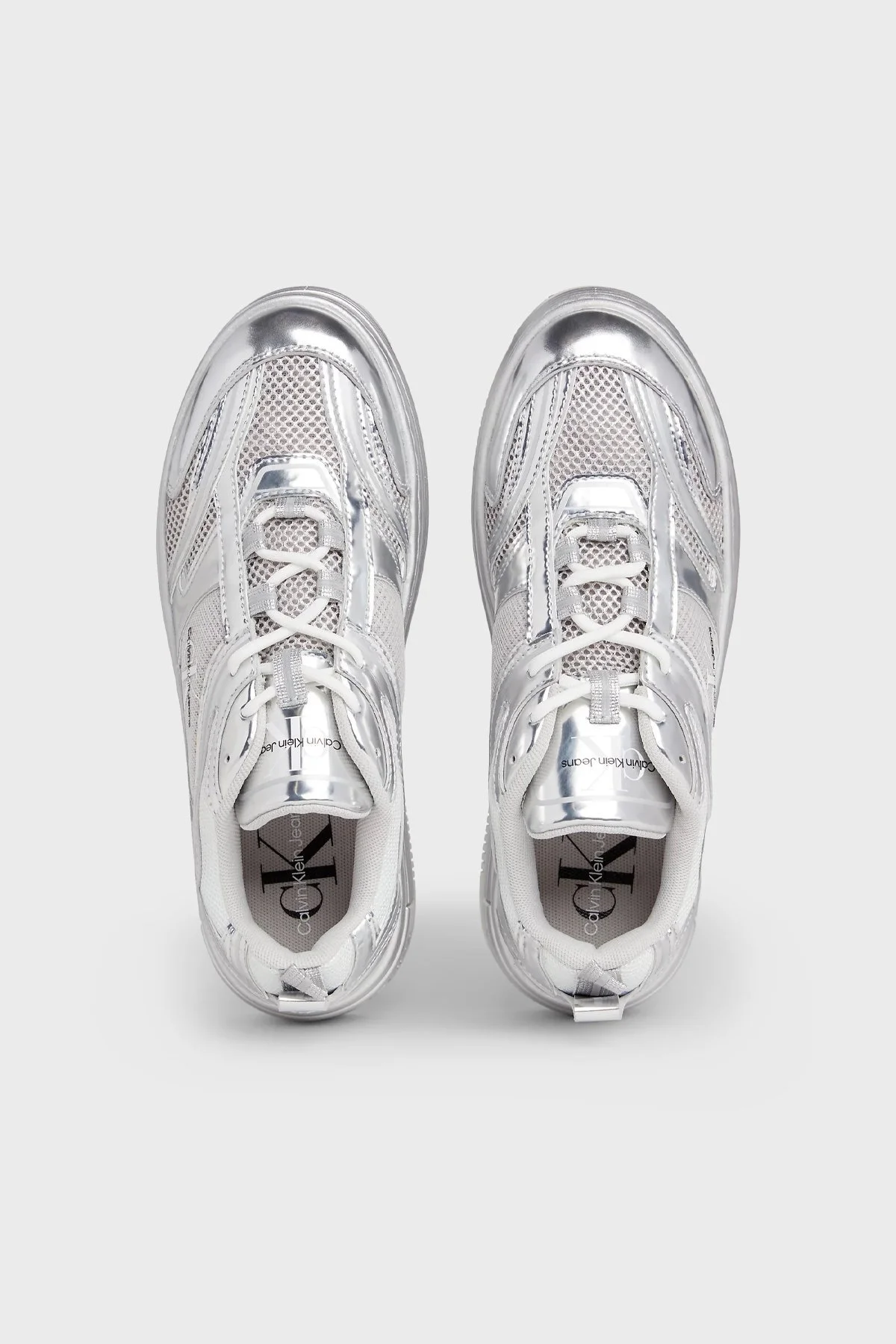 Calvin Klein Metalik Platform Sneaker YW0YW015100IY Bayan Ayakkabı YW0YW01510 0IY GÜMÜŞ - 3
