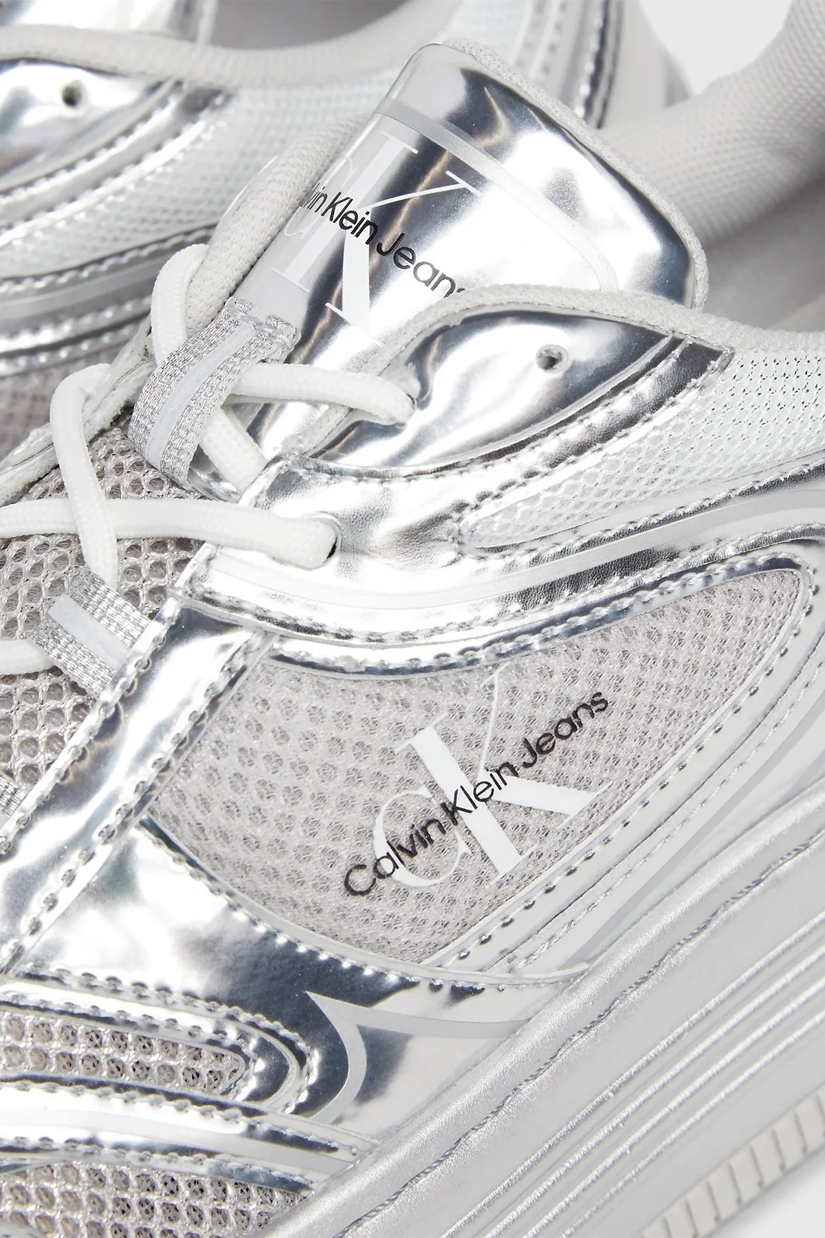 Calvin Klein Metalik Platform Sneaker YW0YW015100IY Bayan Ayakkabı YW0YW01510 0IY GÜMÜŞ - 6
