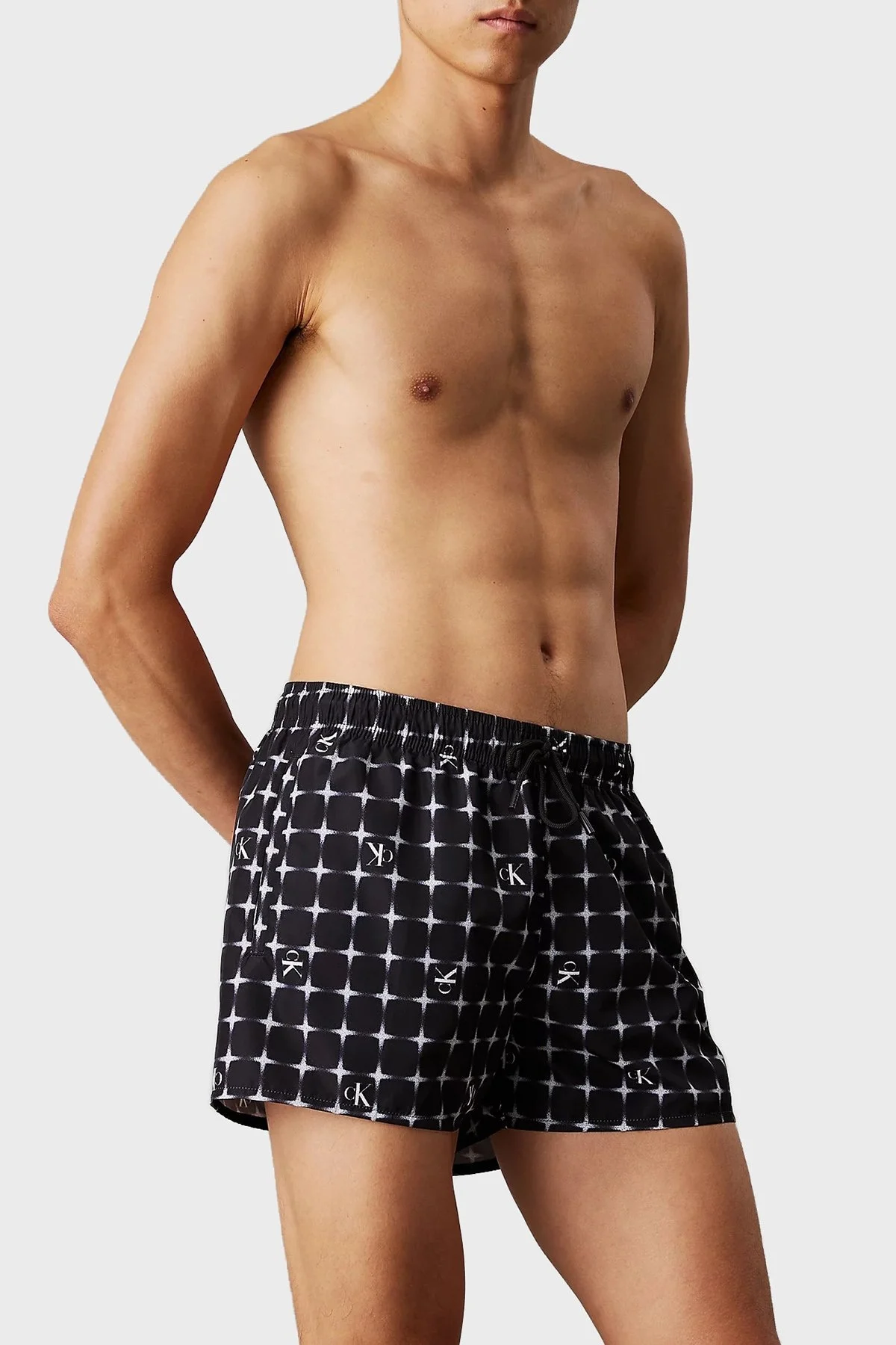 Calvin Klein Monogram Logo Baskılı Regular Fit Normal Bel KM0KM011720GO Erkek Mayo Short KM0KM01172 0GO SİYAH-BEYAZ - 5