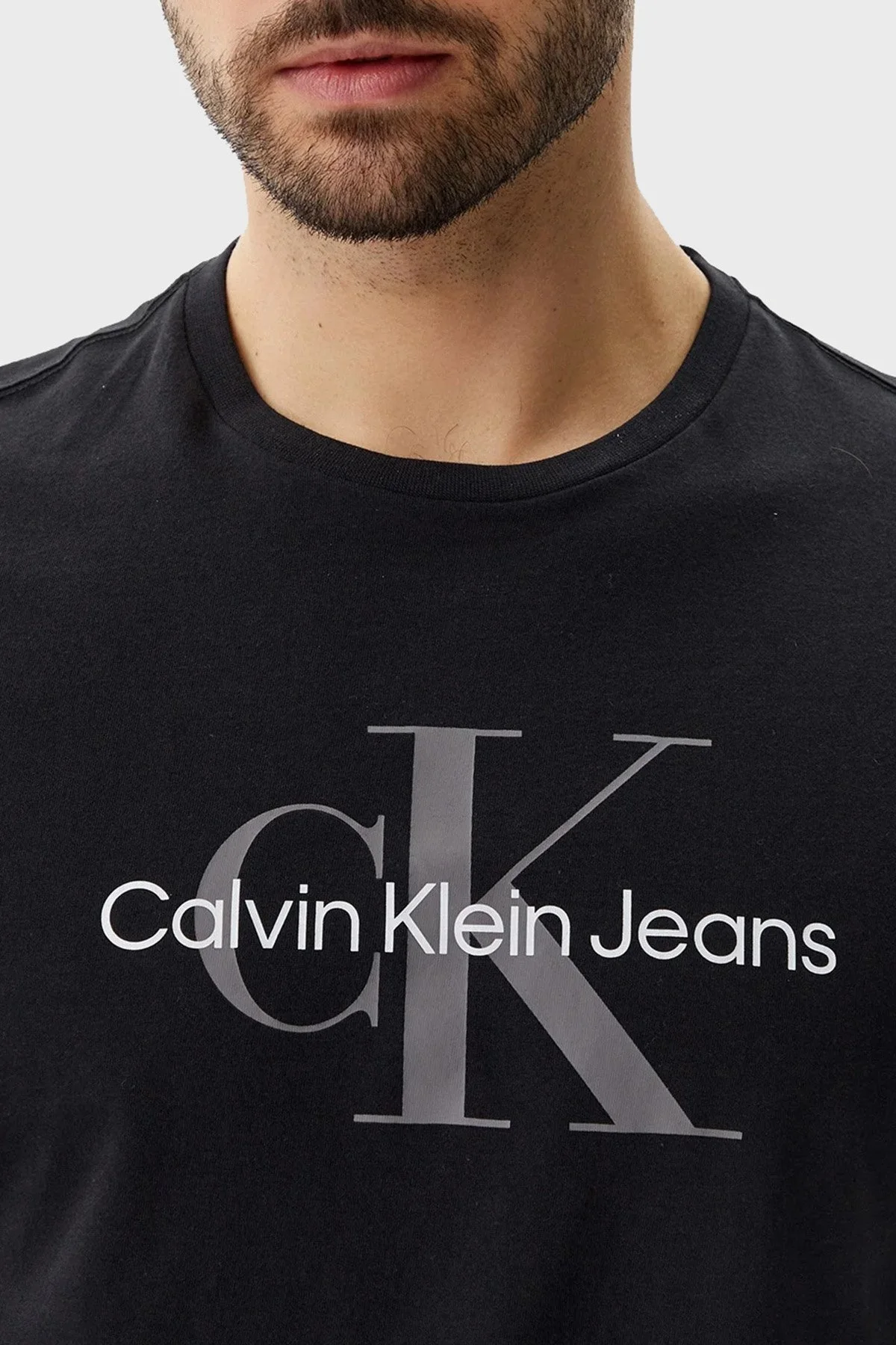 Calvin Klein Monogram Logolu Pamuklu Regular Fit Bisiklet Yaka LV040EM286UB1 Erkek T Shirt LV040EM286 UB1 SİYAH - 4