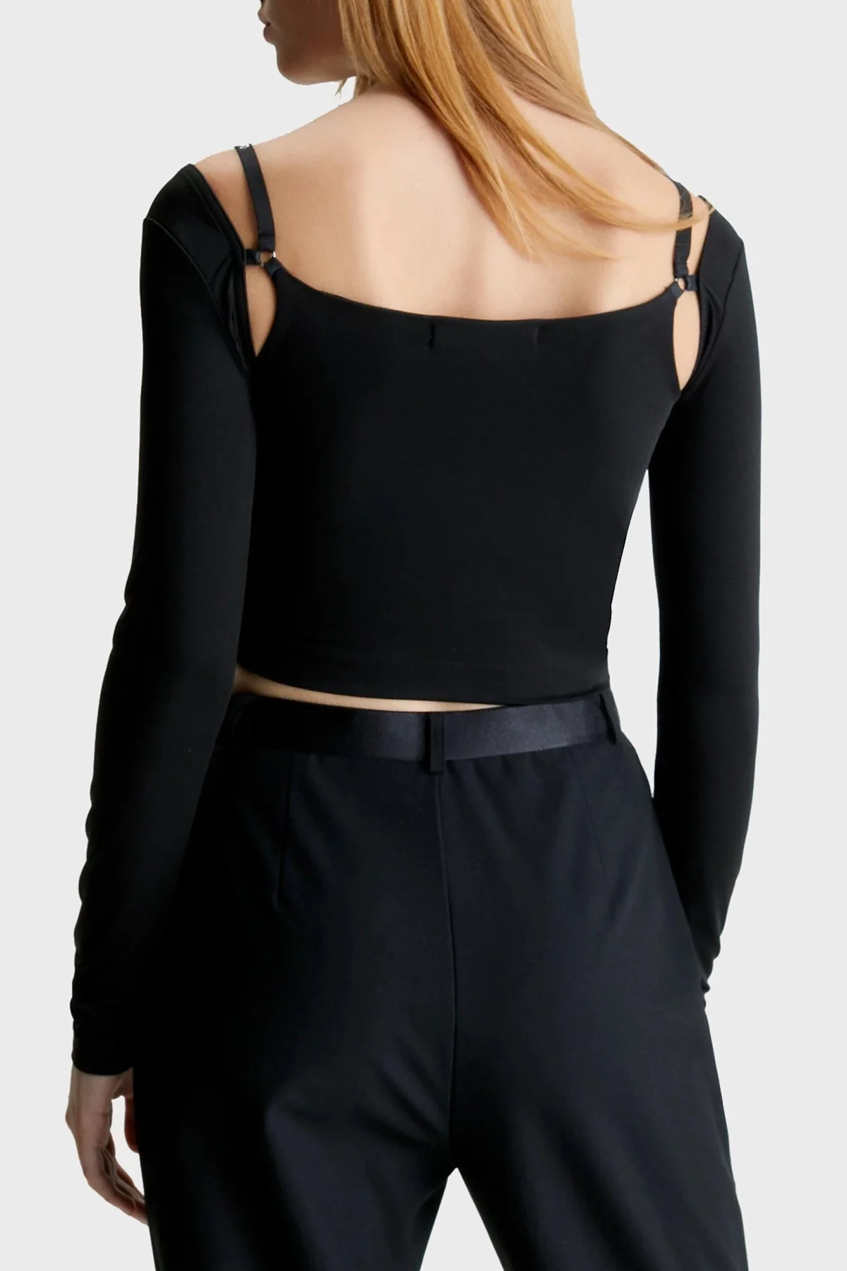 Calvin Klein Omuz Detaylı Slim Fit Crop J20J222018BEH Bayan Bluz J20J222018 BEH SİYAH - 2