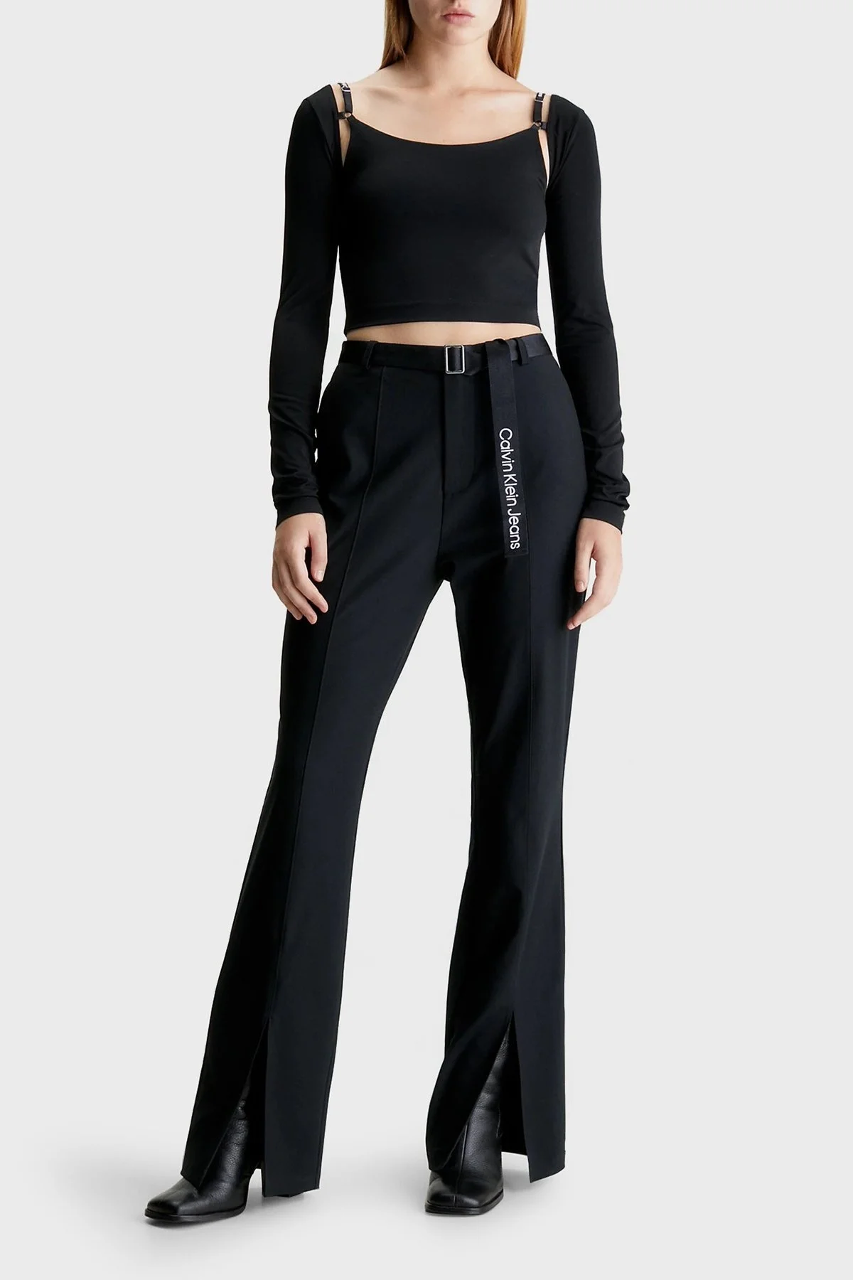 Calvin Klein Omuz Detaylı Slim Fit Crop J20J222018BEH Bayan Bluz J20J222018 BEH SİYAH - 3