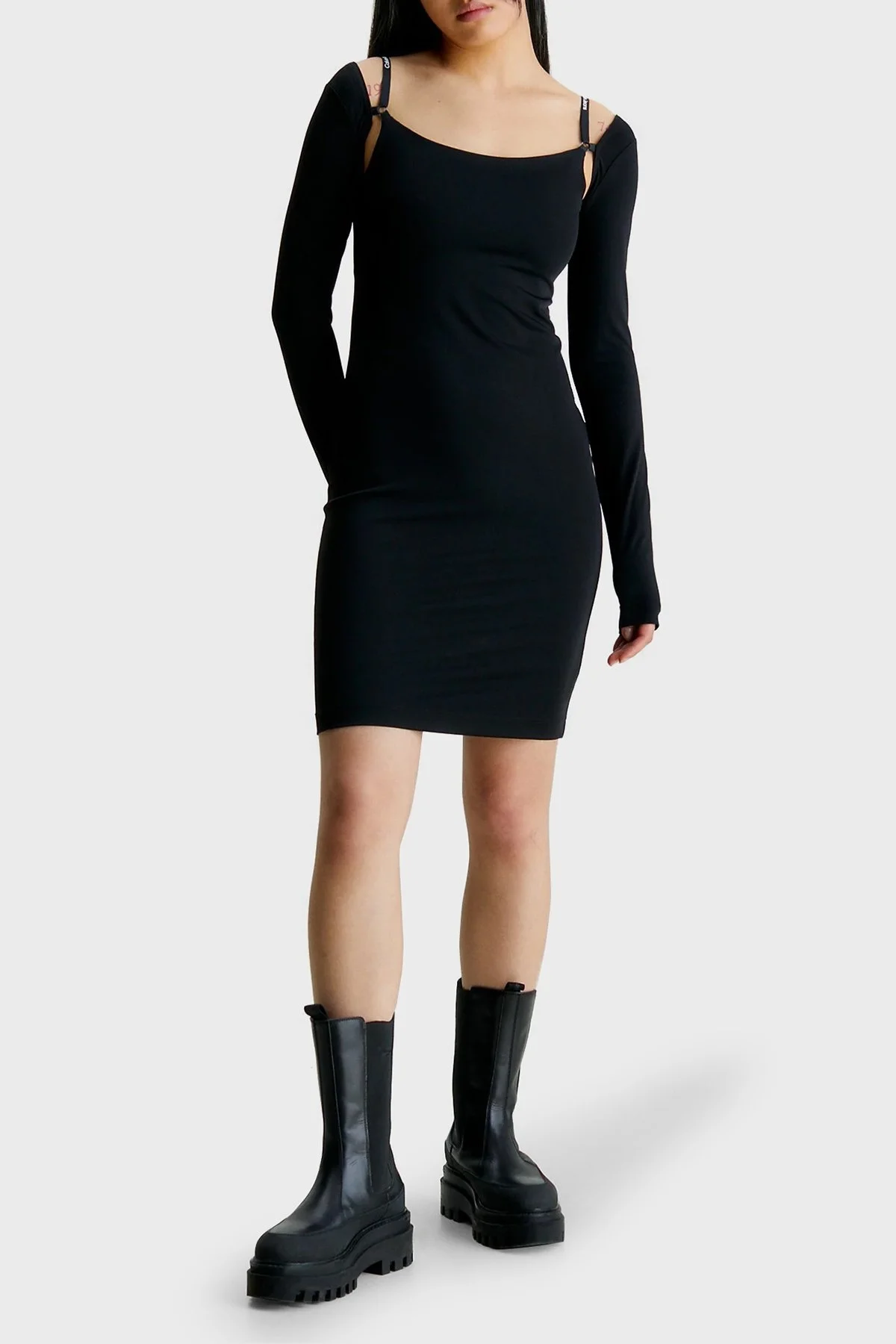 Calvin Klein Omuz Detaylı Slim Fit Mini J20J222193BEH Bayan Elbise J20J222193 BEH SİYAH - 6