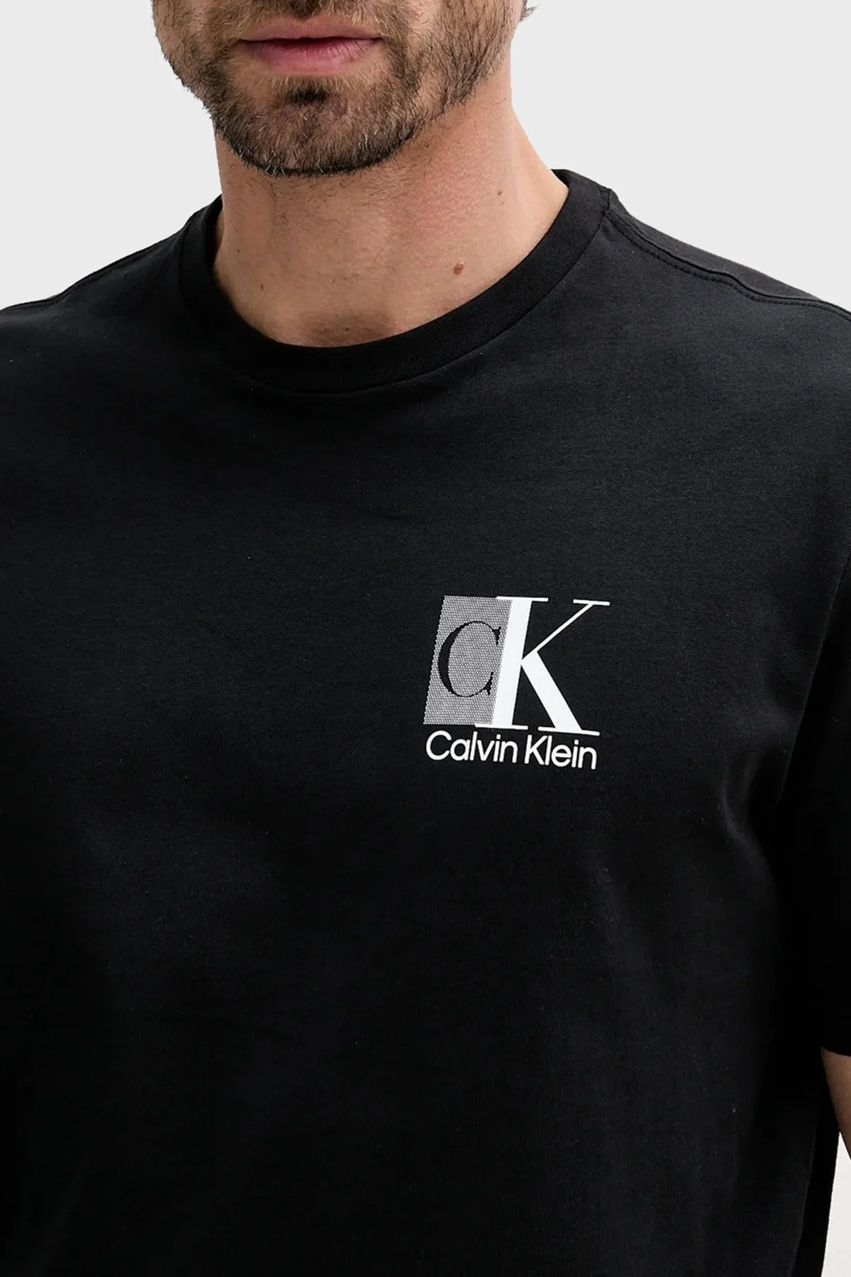 Calvin Klein Ön ve Arka Logo Baskılı Pamuklu Regular Fit LV04RC853GUB1 Erkek T Shirt LV04RC853G UB1 SİYAH - 4