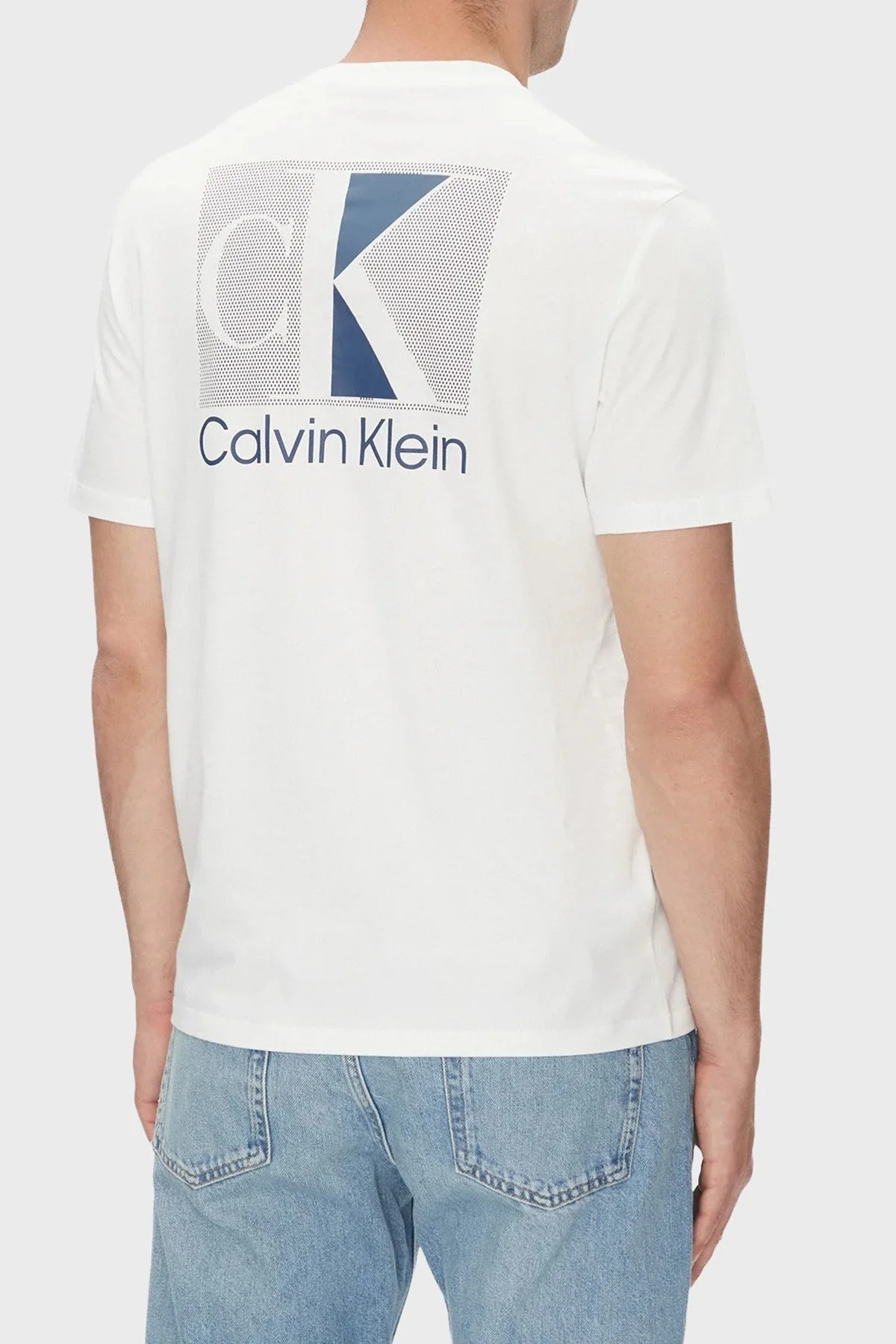 Calvin Klein Ön ve Arka Logo Baskılı Pamuklu Regular Fit LV04RC853GYAF Erkek T Shirt LV04RC853G YAF BEYAZ - 3