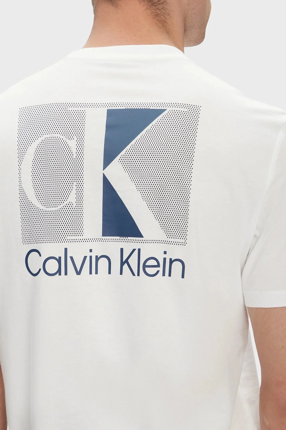 Calvin Klein Ön ve Arka Logo Baskılı Pamuklu Regular Fit LV04RC853GYAF Erkek T Shirt LV04RC853G YAF BEYAZ - 5