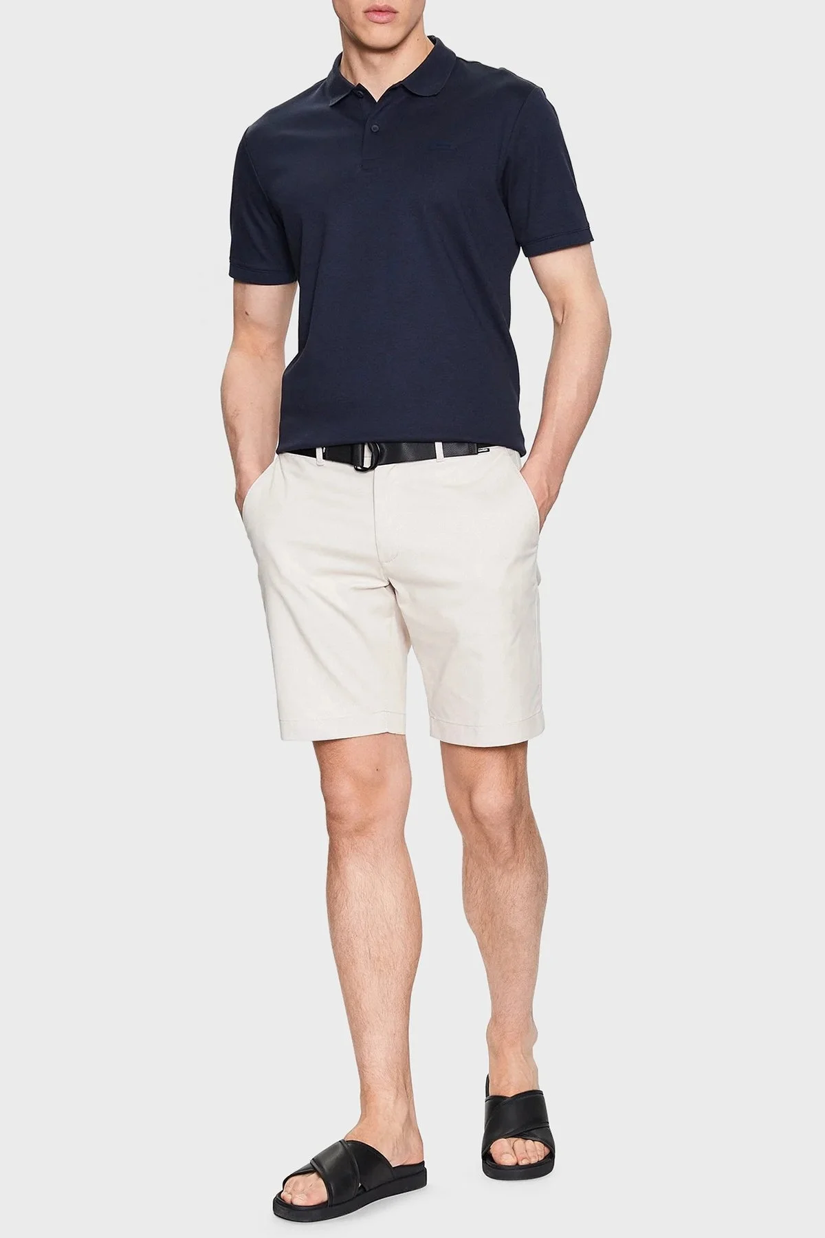 Calvin Klein Organik Pamuklu Kemerli Cepli Slim Fit K10K111788ACE Erkek Short K10K111788 ACE BEJ - 2