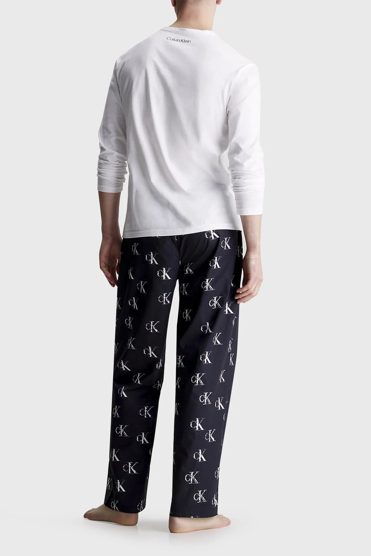 Calvin Klein Organik Pamuklu Regular Fit 000NM2526EN1J Erkek Pijama Takımı 000NM2526E N1J SİYAH-BEYAZ - 2