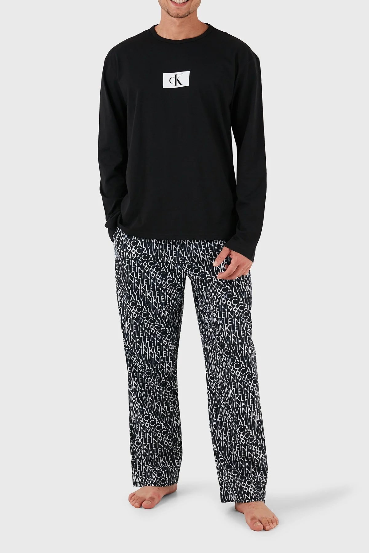 Calvin Klein Organik Pamuklu Regular Fit 000NM2526ENA8 Erkek Pijama Takımı 000NM2526E NA8 SİYAH - 1
