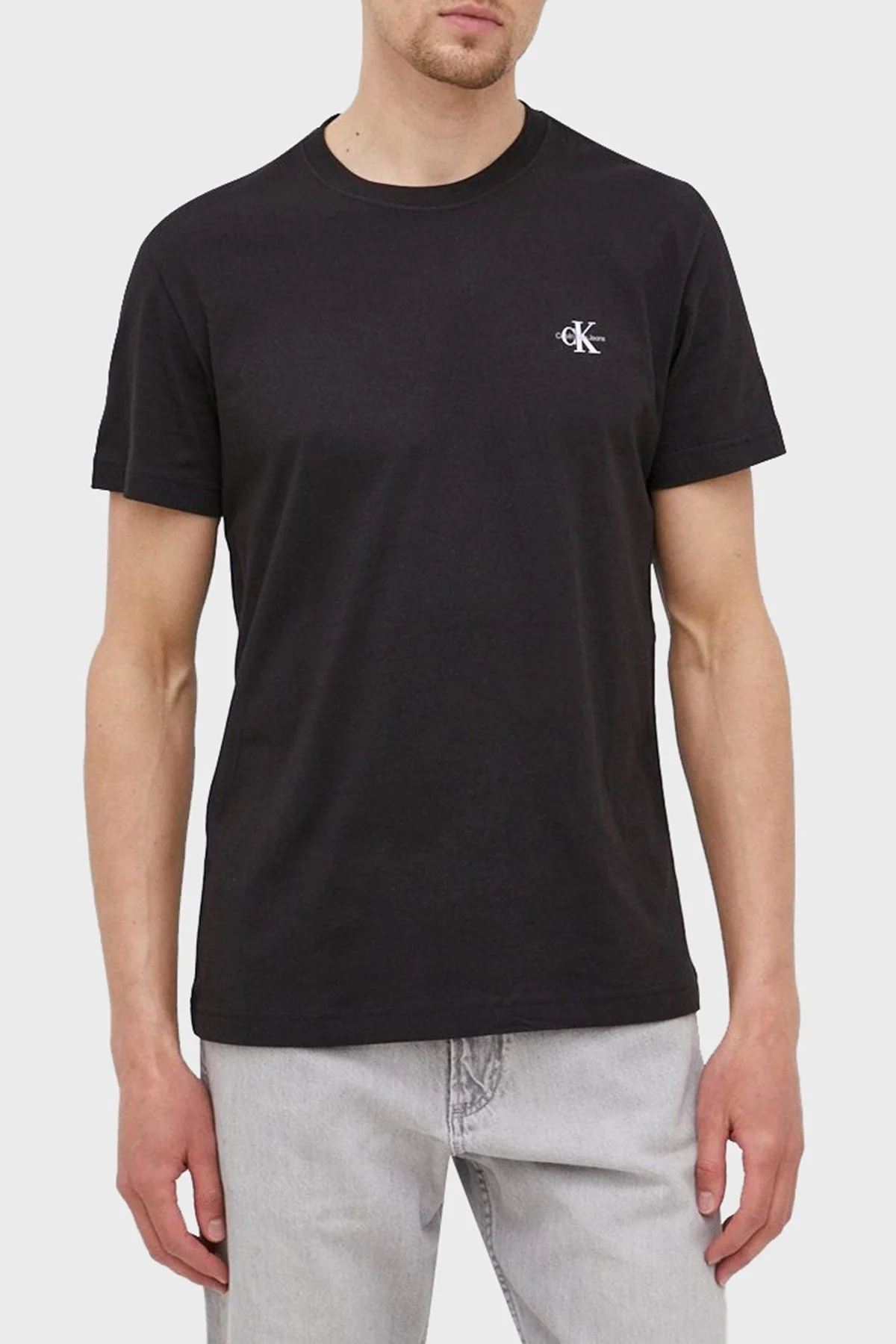 Calvin Klein Organik Pamuklu Regular Fit 2li J30J3201990GO Erkek T Shirt J30J320199 0GO SİYAH - 9