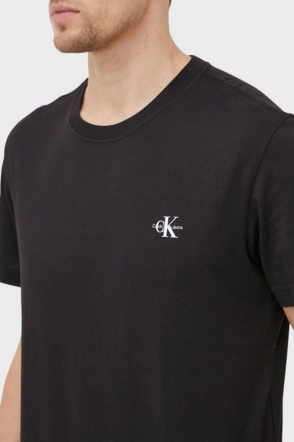 Calvin Klein Organik Pamuklu Regular Fit 2li J30J3201990GO Erkek T Shirt J30J320199 0GO SİYAH - 10