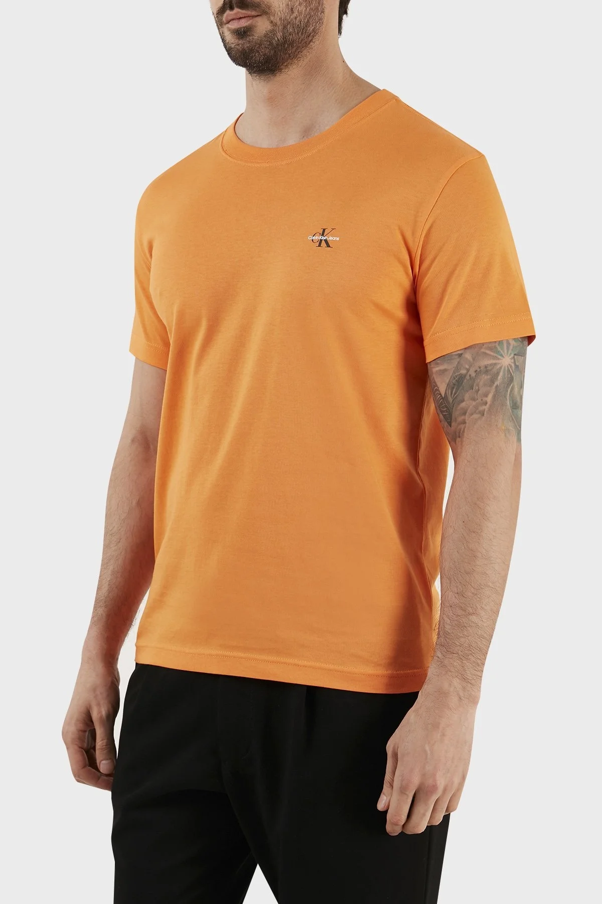 Calvin Klein Organik Pamuklu Regular Fit 2li J30J320199C3B Erkek T Shirt J30J320199 C3B MAVİ-TURUNCU - 3