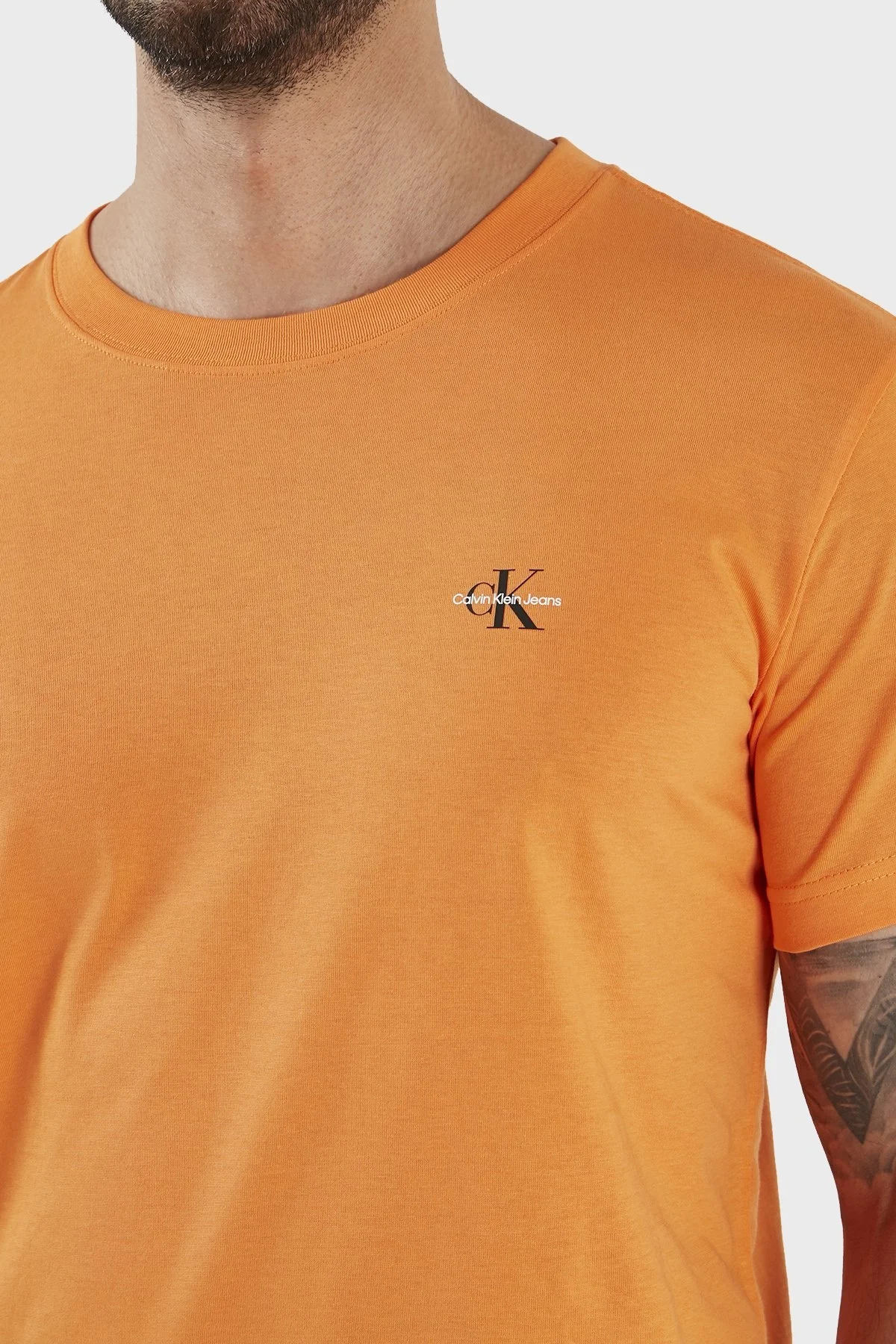 Calvin Klein Organik Pamuklu Regular Fit 2li J30J320199C3B Erkek T Shirt J30J320199 C3B MAVİ-TURUNCU - 5