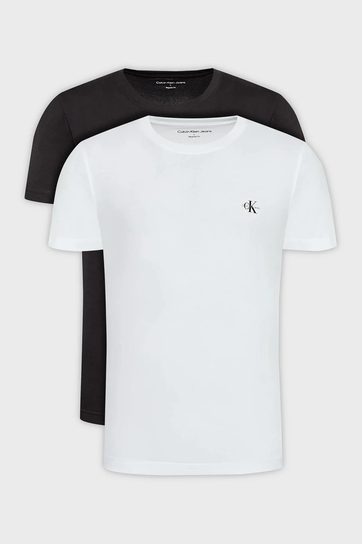 Calvin Klein Organik Pamuklu Regular Fit 2li J30J320199YAF Erkek T Shirt J30J320199 YAF SİYAH-BEYAZ - 8