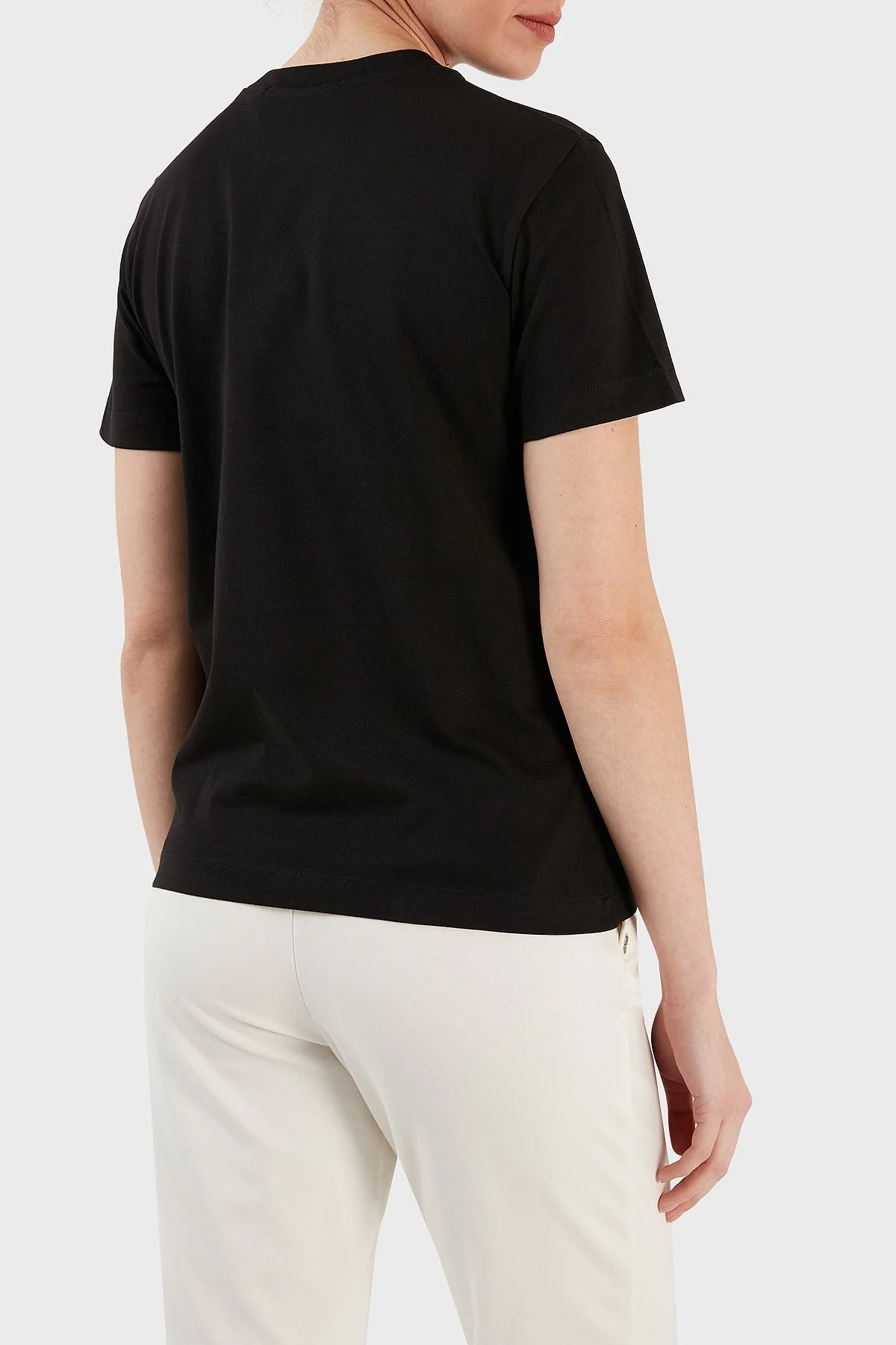 Calvin Klein Organik Pamuklu Regular Fit Bisiklet Yaka Bayan T Shirt J20J221065 BEH SİYAH - 10