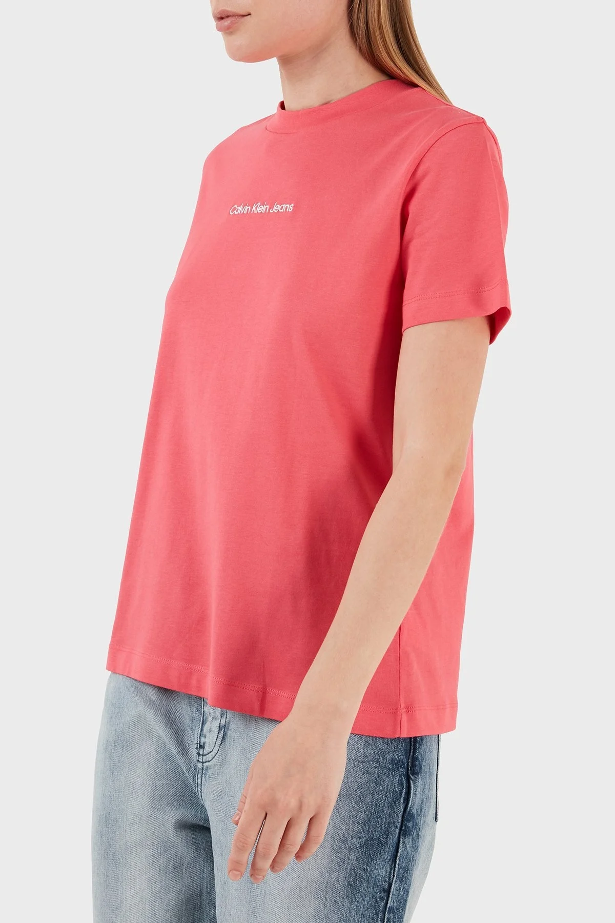 Calvin Klein Organik Pamuklu Regular Fit Bisiklet Yaka Bayan T Shirt J20J221065 XI1 PEMBE - 2