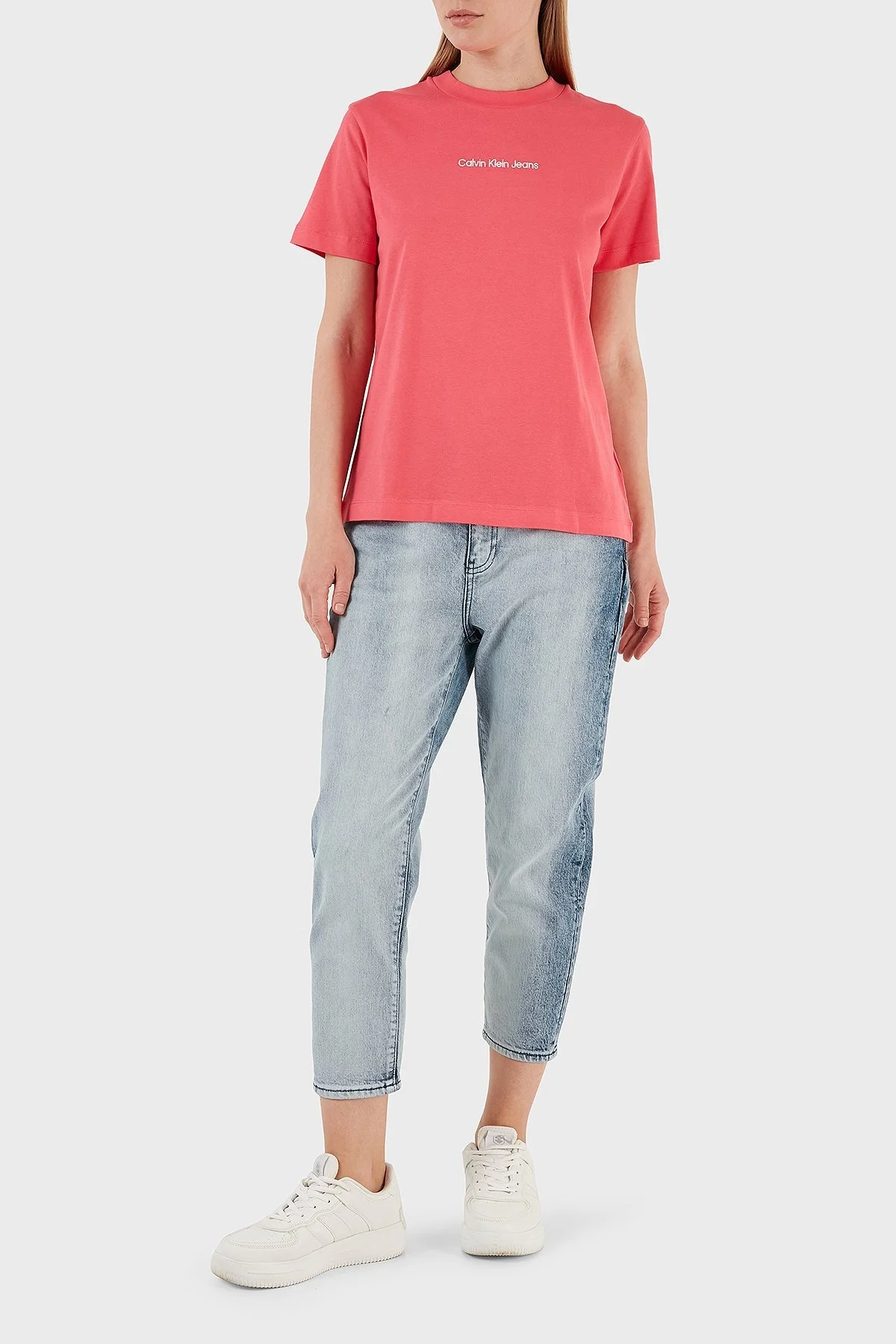 Calvin Klein Organik Pamuklu Regular Fit Bisiklet Yaka Bayan T Shirt J20J221065 XI1 PEMBE - 4