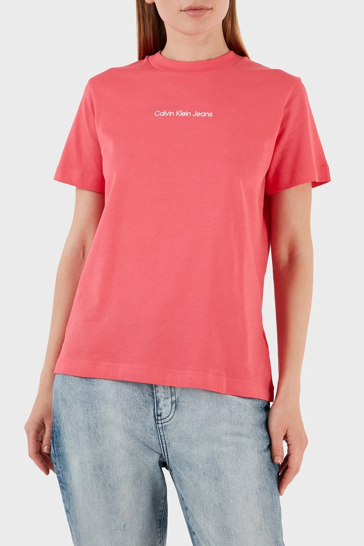 Calvin Klein Organik Pamuklu Regular Fit Bisiklet Yaka Bayan T Shirt J20J221065 XI1 PEMBE - 6