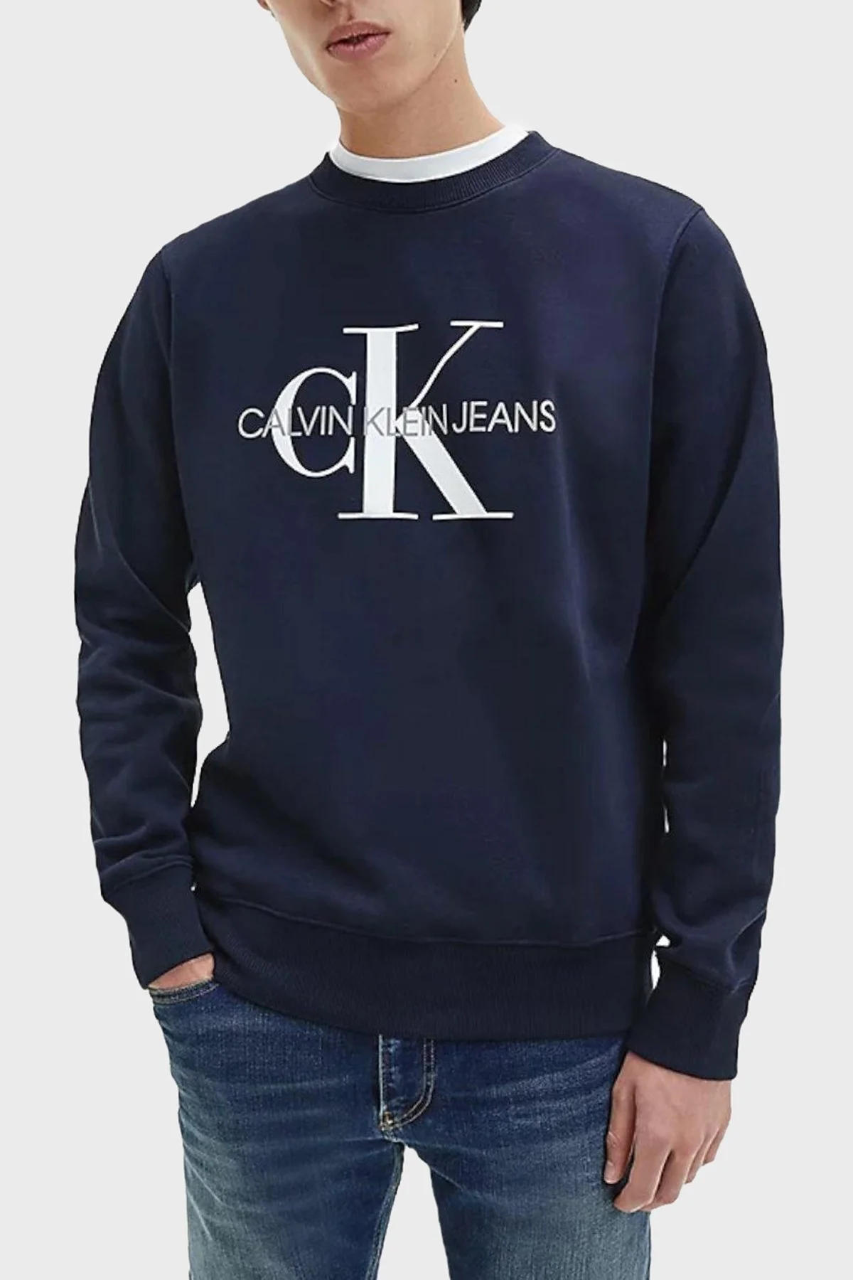 Calvin Klein Organik Pamuklu Regular Fit Bisiklet Yaka Erkek Sweat J30J320933 CHW LACİVERT - 1