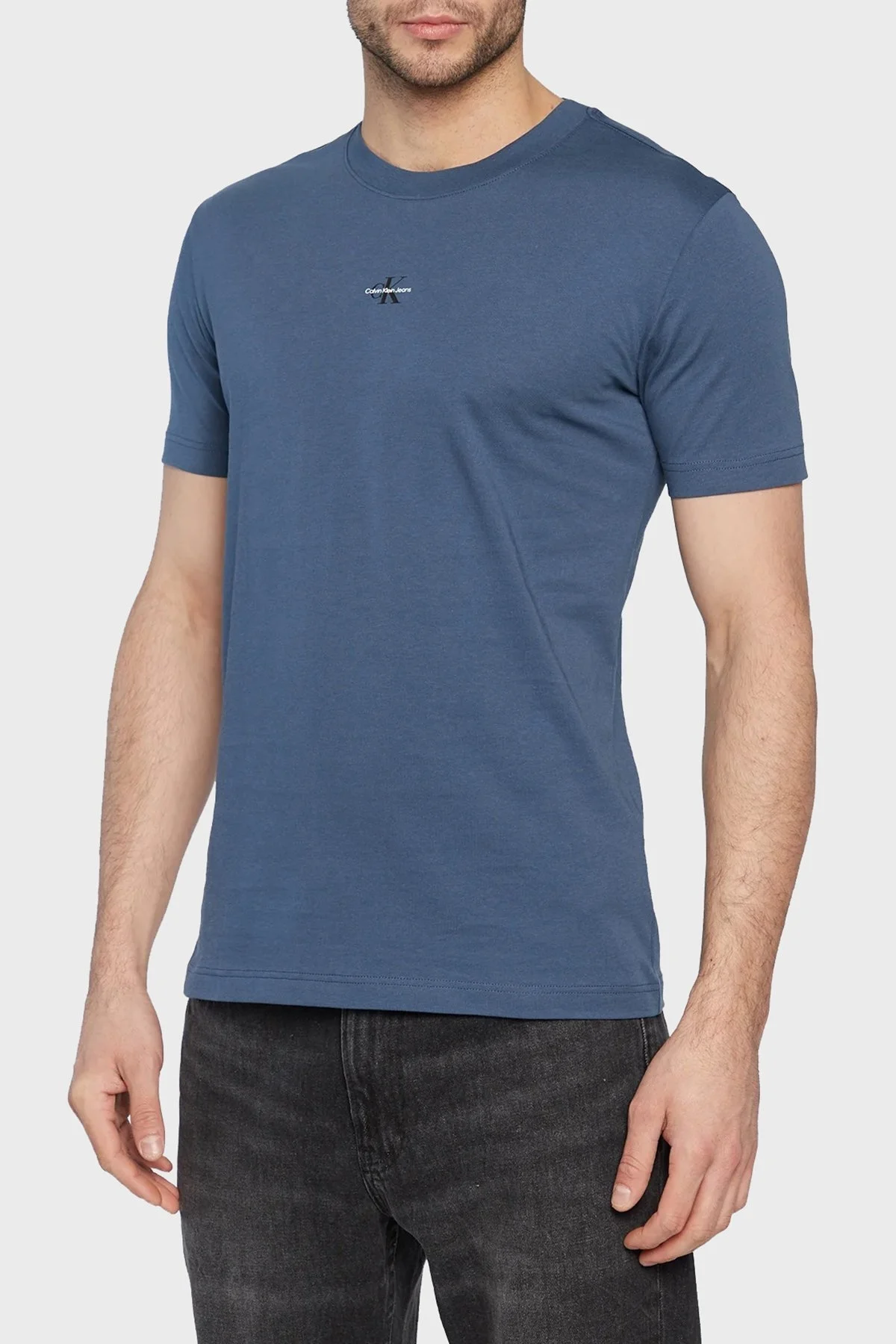 Calvin Klein Organik Pamuklu Regular Fit Bisiklet Yaka Erkek T Shirt J30J322466 DBZ MAVİ - 1