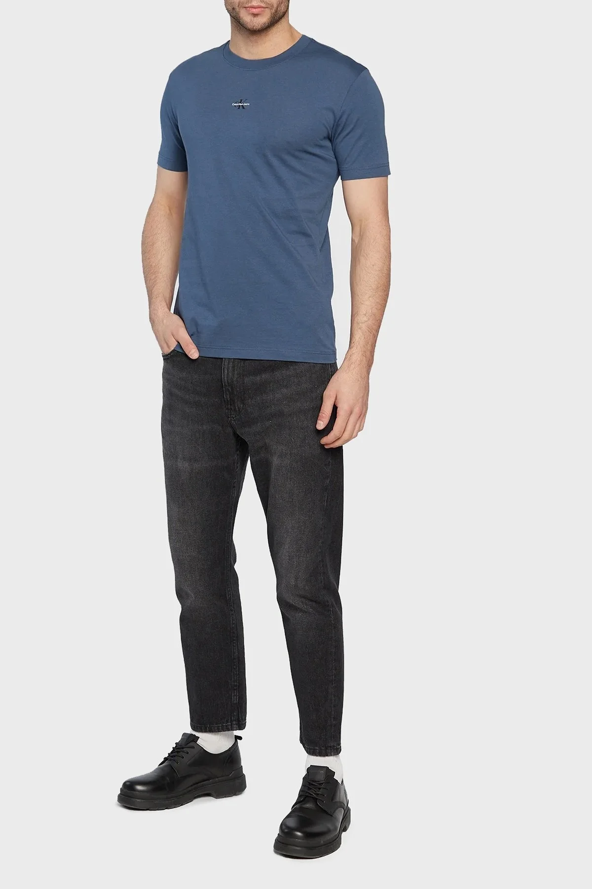 Calvin Klein Organik Pamuklu Regular Fit Bisiklet Yaka Erkek T Shirt J30J322466 DBZ MAVİ - 2