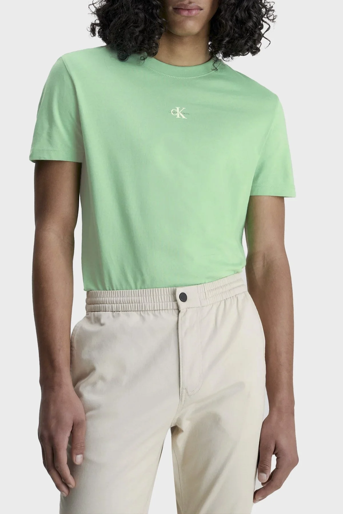 Calvin Klein Organik Pamuklu Regular Fit Bisiklet Yaka J30J322466L1C Erkek T Shirt J30J322466 L1C YEŞİL - 1