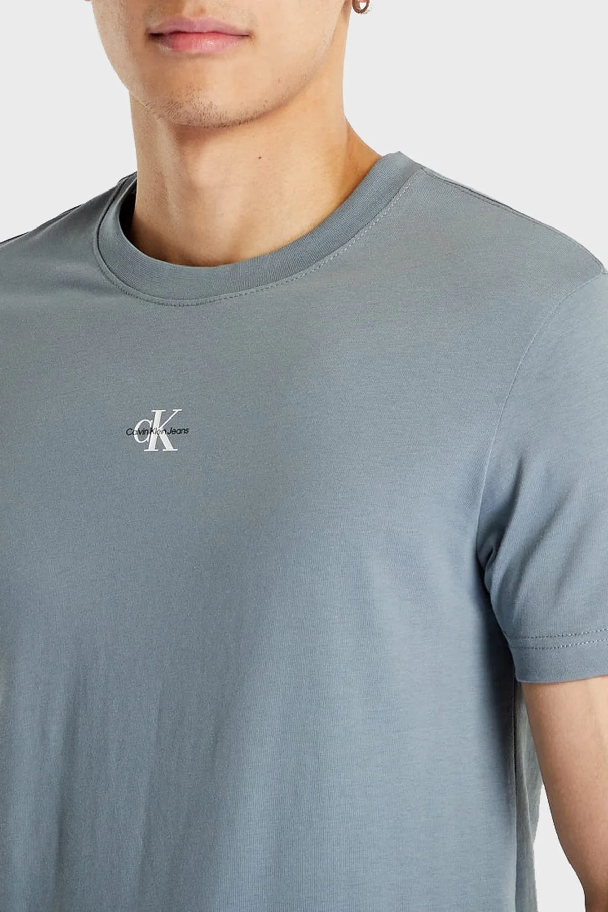 Calvin Klein Organik Pamuklu Regular Fit Bisiklet Yaka J30J322466PN6 Erkek T Shirt J30J322466 PN6 GRİ - 3