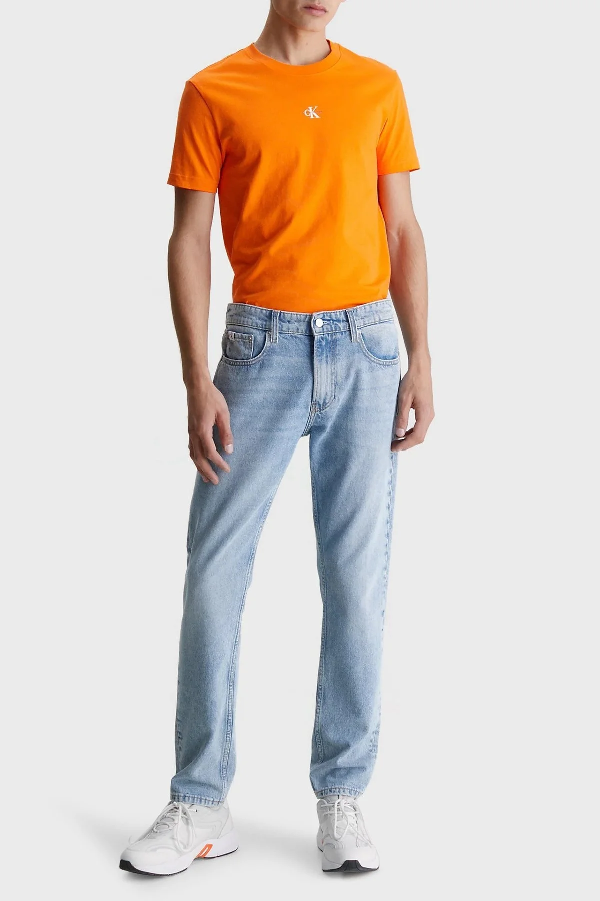 Calvin Klein Organik Pamuklu Regular Fit Bisiklet Yaka J30J322466SCB Erkek T Shirt J30J322466 SCB TURUNCU - 4