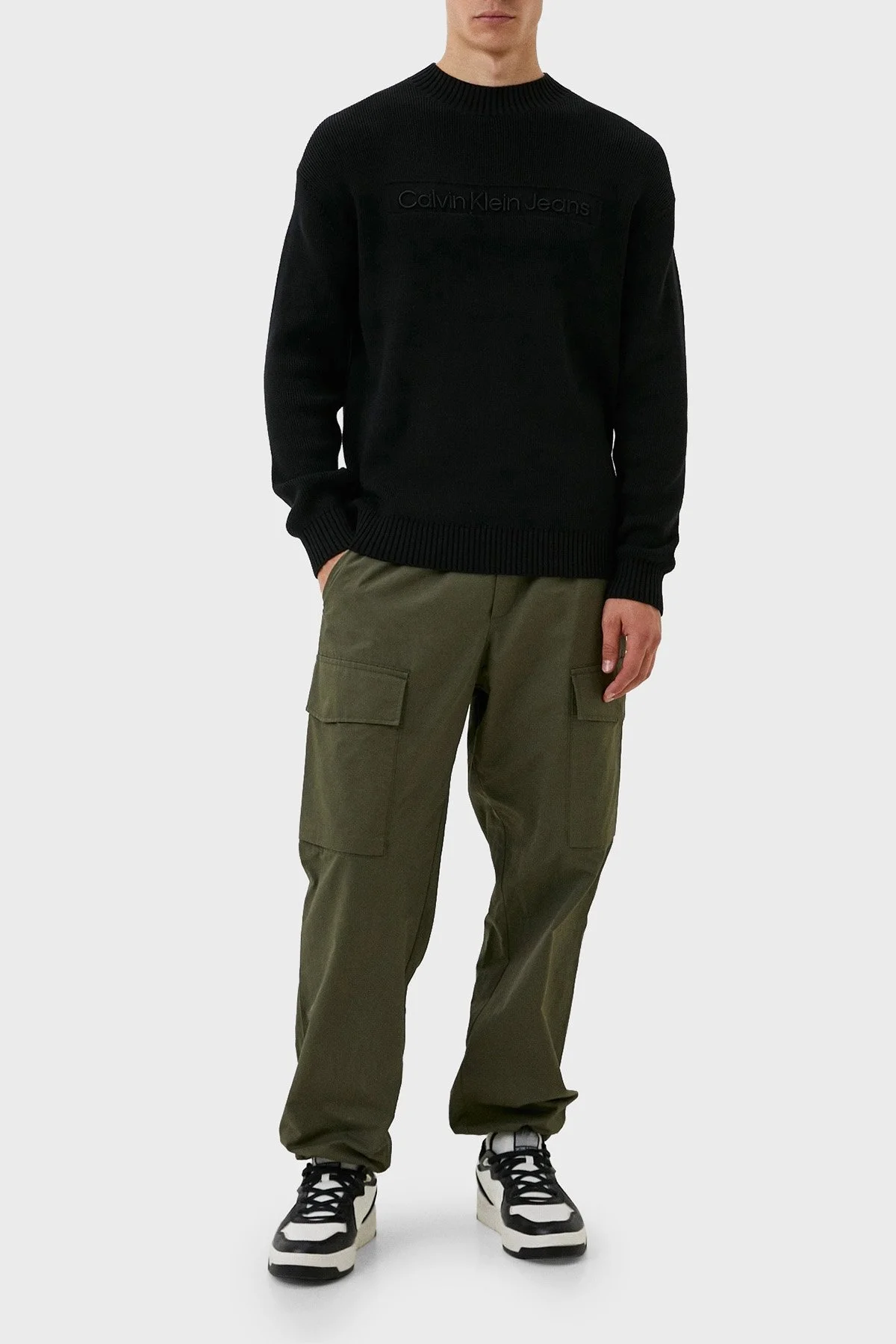 Calvin Klein Organik Pamuklu Regular Fit Bisiklet Yaka J30J323982BEH Erkek Kazak J30J323982 BEH SİYAH - 3