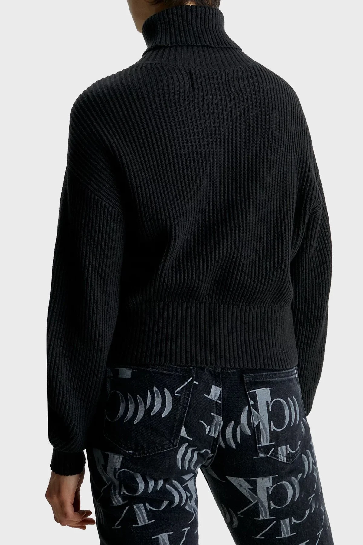 Calvin Klein Organik Pamuklu Relaxed Fit Balıkçı Yaka J20J221960BEH Bayan Kazak J20J221960 BEH SİYAH - 2