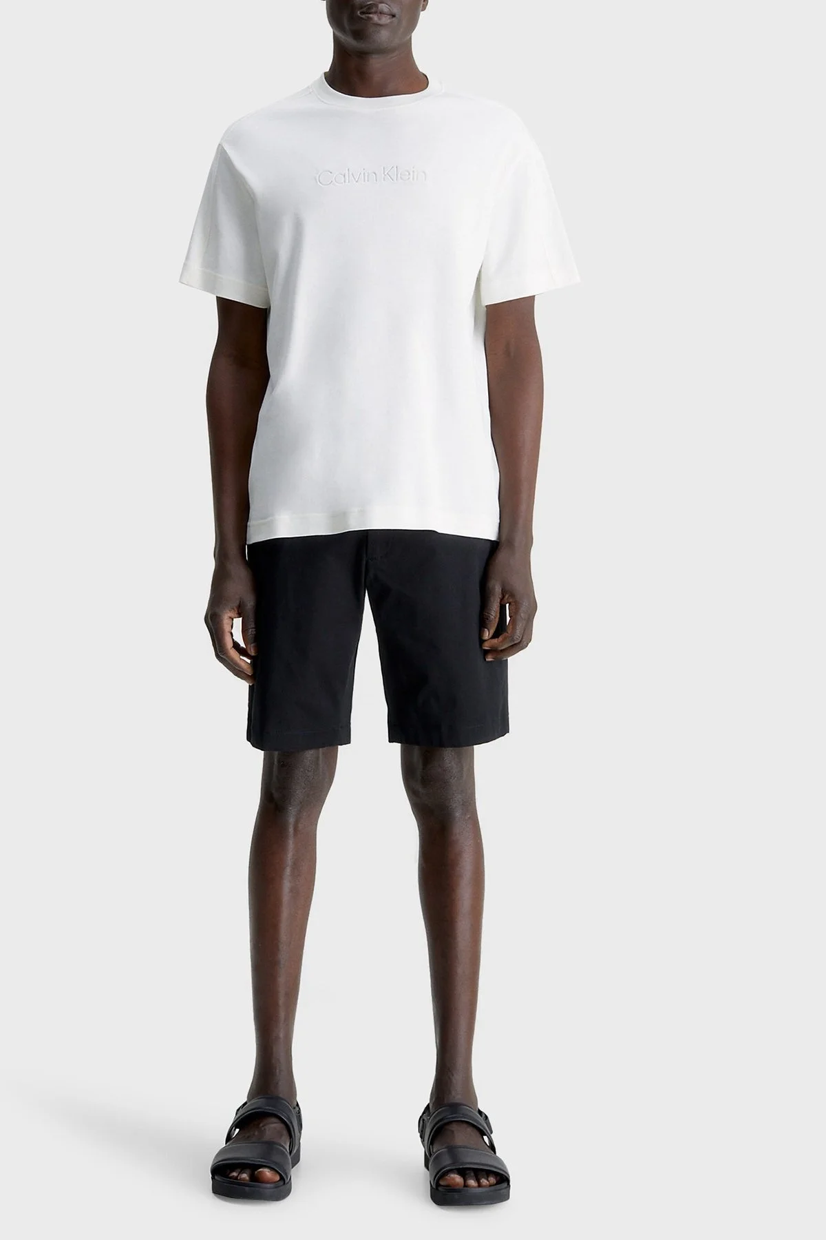 Calvin Klein Organik Pamuklu Relaxed Fit K10K109900YAH Erkek T Shirt K10K109900 YAH EKRU - 4