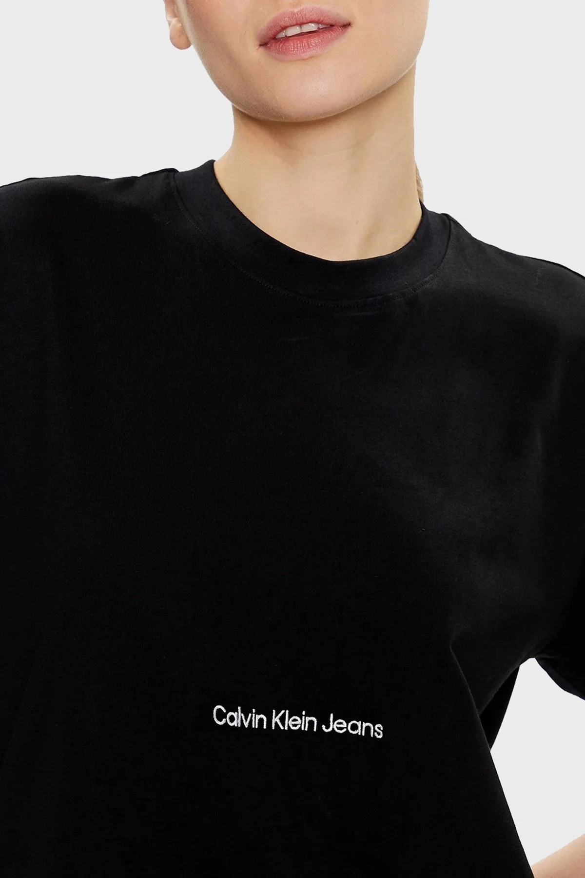 Calvin Klein Organik Pamuklu Relaxed Fit Midi J20J220742BEH Bayan Elbise J20J220742 BEH SİYAH - 4