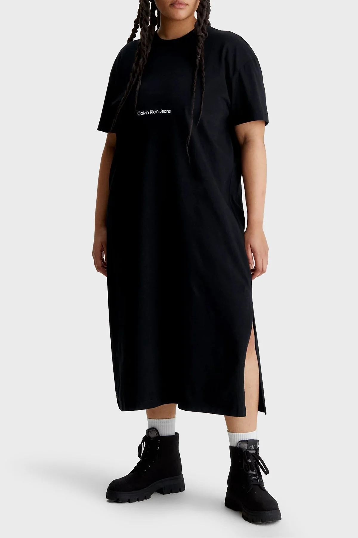 Calvin Klein Organik Pamuklu Relaxed Fit Midi J20J220742BEH Bayan Elbise J20J220742 BEH SİYAH - 6