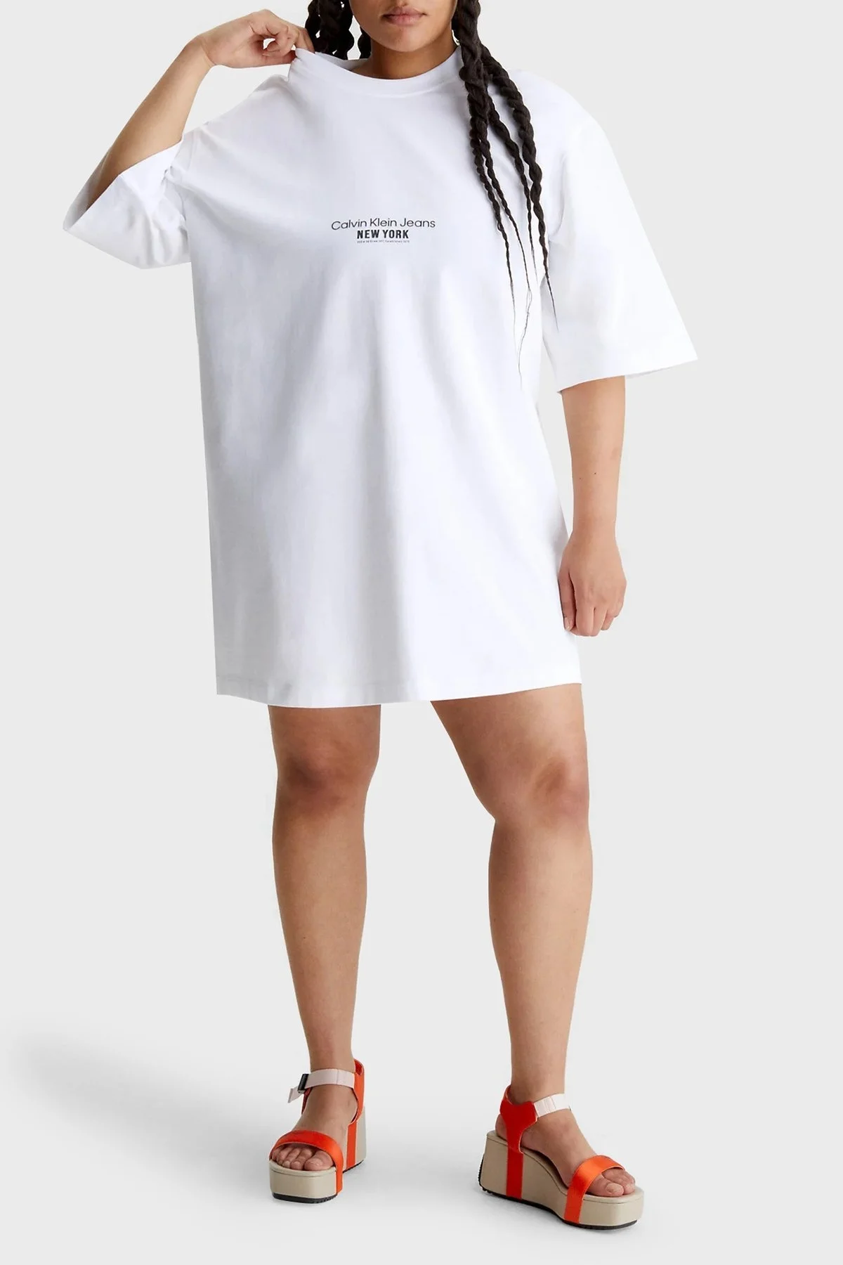 Calvin Klein Organik Pamuklu Relaxed Fit T-shirt J20J220755YAF Bayan Elbise J20J220755 YAF BEYAZ - 5