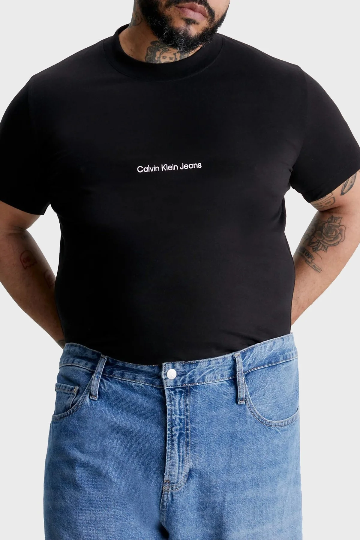 Calvin Klein Organik Pamuklu Slim Fit J30J322848BEH Erkek T Shirt J30J322848 BEH SİYAH - 4