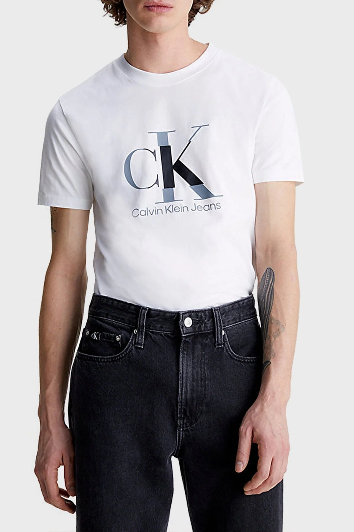 Calvin Klein Organik Pamuklu Slim Fit J30J323299YAF Erkek T Shirt J30J323299 YAF BEYAZ - 6