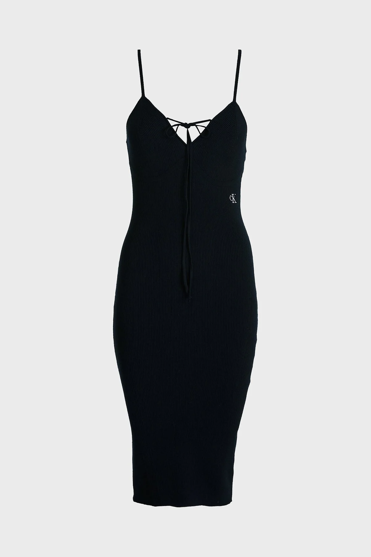 Calvin Klein Organik Pamuklu Slim Fit Sırt Dekolteli Midi J20J221156BEH Bayan Elbise J20J221156 BEH SİYAH - 5