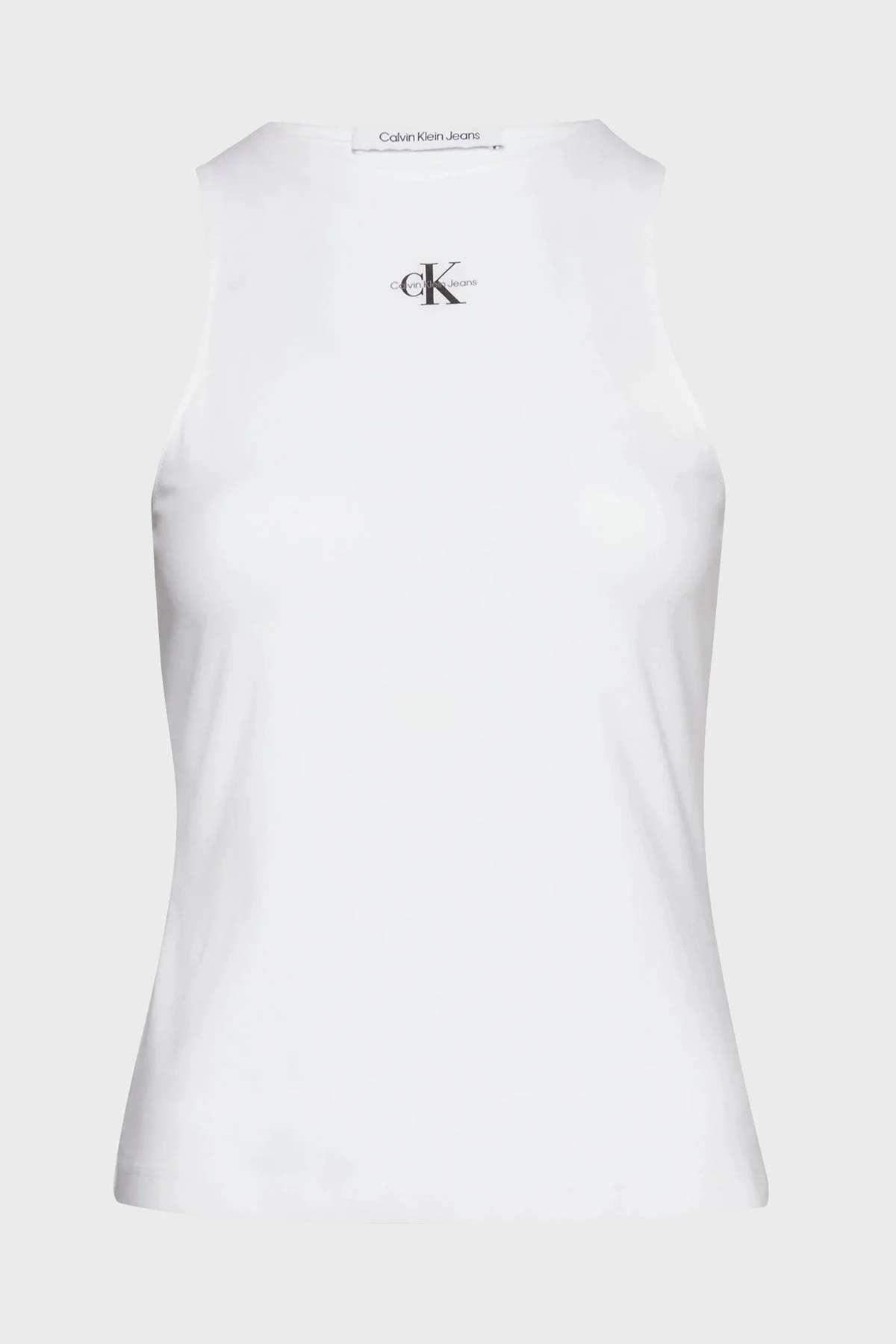 Calvin Klein Organik Pamuklu Streç Jarse Dar Kesim Kolsuz J20J220765YAF Bayan T Shirt J20J220765 YAF BEYAZ - 5