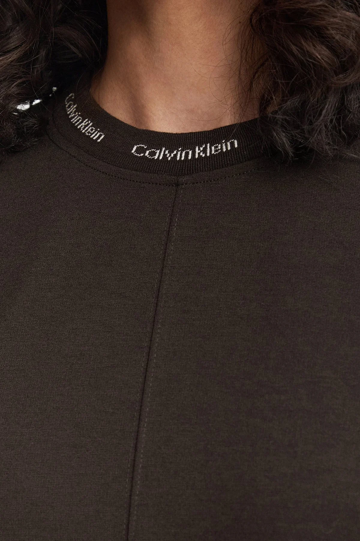 Calvin Klein Oversize Belden Büzgülü Mini LV047G251GTO2 Kadın Elbise LV047G251G TO2 Kahve - 3