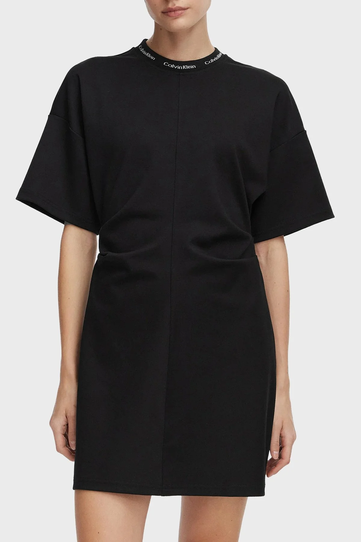 Calvin Klein Oversize Belden Büzgülü Mini LV047G251GUB1 Kadın Elbise LV047G251G UB1 SİYAH - 1