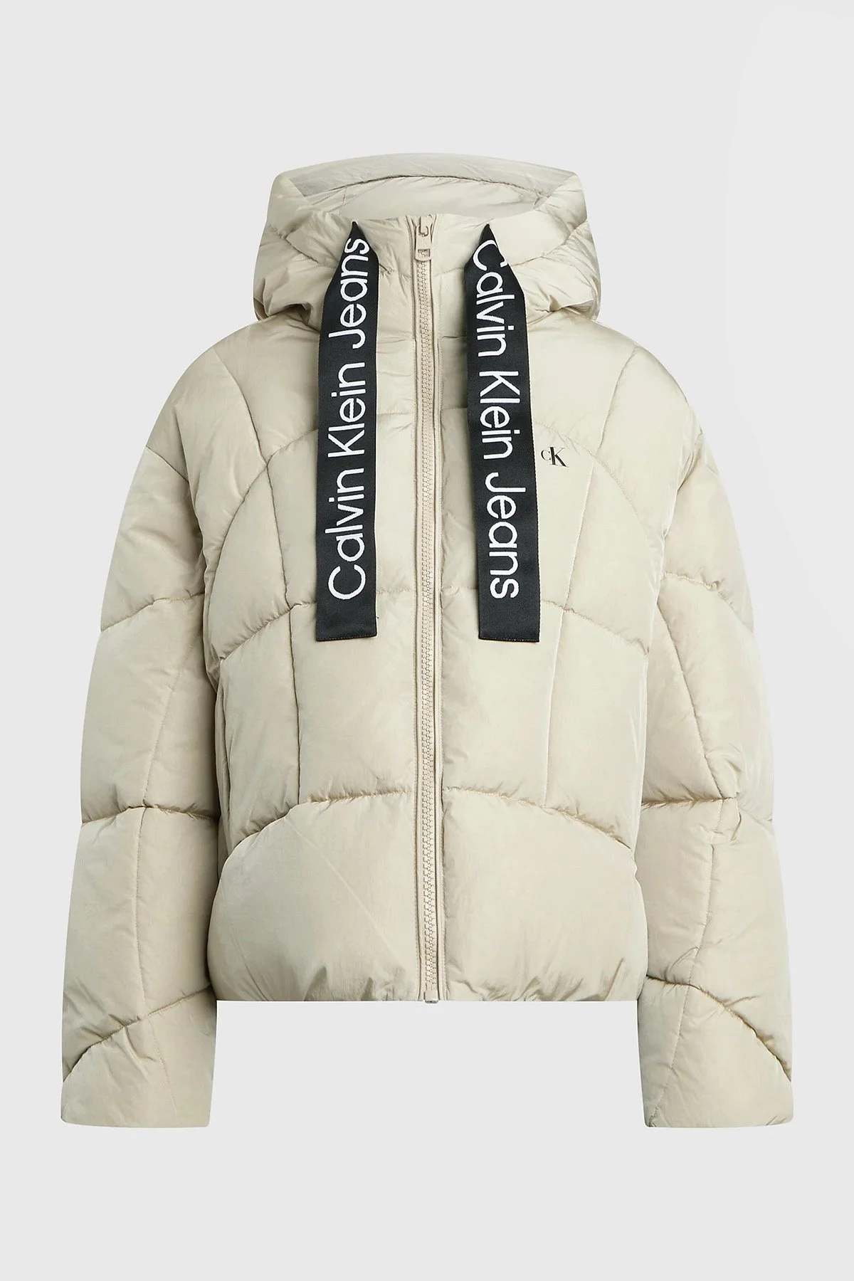 Calvin Klein Oversize Fit Kapüşonlu Kısa Şişme J20J221901PED Bayan Mont J20J221901 PED BEJ - 5