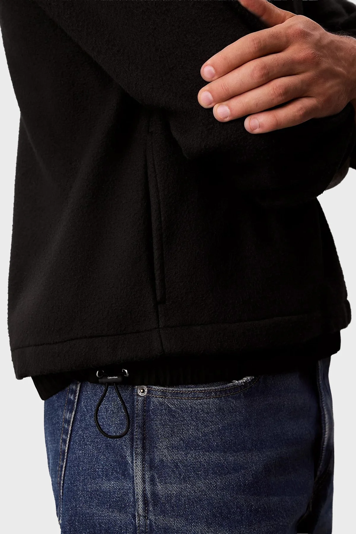 Calvin Klein Oversize Fit Yarım Fermuarlı Dik Yaka Polar LV04RD229GUB1 Erkek Sweat LV04RD229G UB1 SİYAH - 6