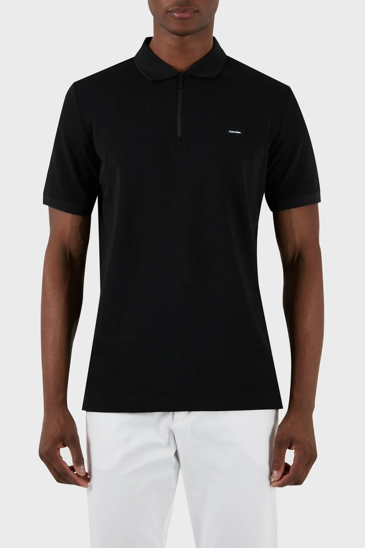 Calvin Klein Pamuk Karışımlı Fermuarlı K10K112478BEH Erkek Polo Yaka T Shirt K10K112478 BEH SİYAH - 1