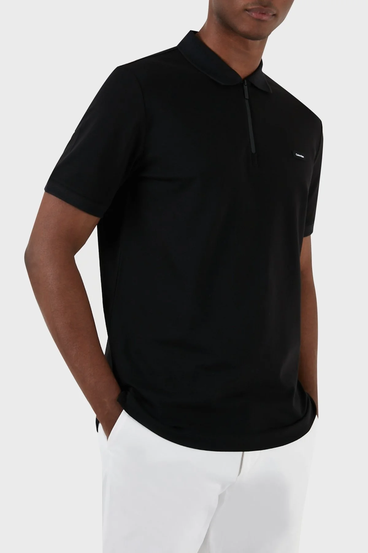 Calvin Klein Pamuk Karışımlı Fermuarlı K10K112478BEH Erkek Polo Yaka T Shirt K10K112478 BEH SİYAH - 4