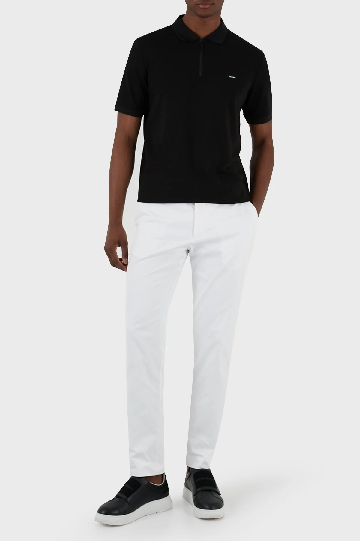 Calvin Klein Pamuk Karışımlı Fermuarlı K10K112478BEH Erkek Polo Yaka T Shirt K10K112478 BEH SİYAH - 5