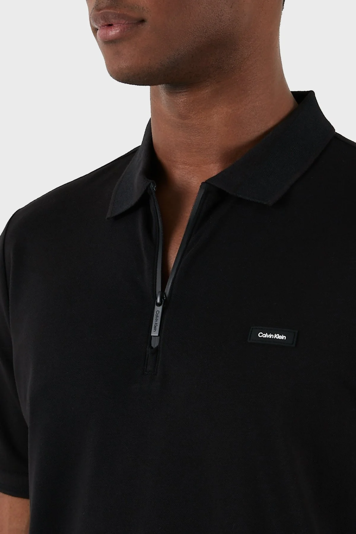 Calvin Klein Pamuk Karışımlı Fermuarlı K10K112478BEH Erkek Polo Yaka T Shirt K10K112478 BEH SİYAH - 6