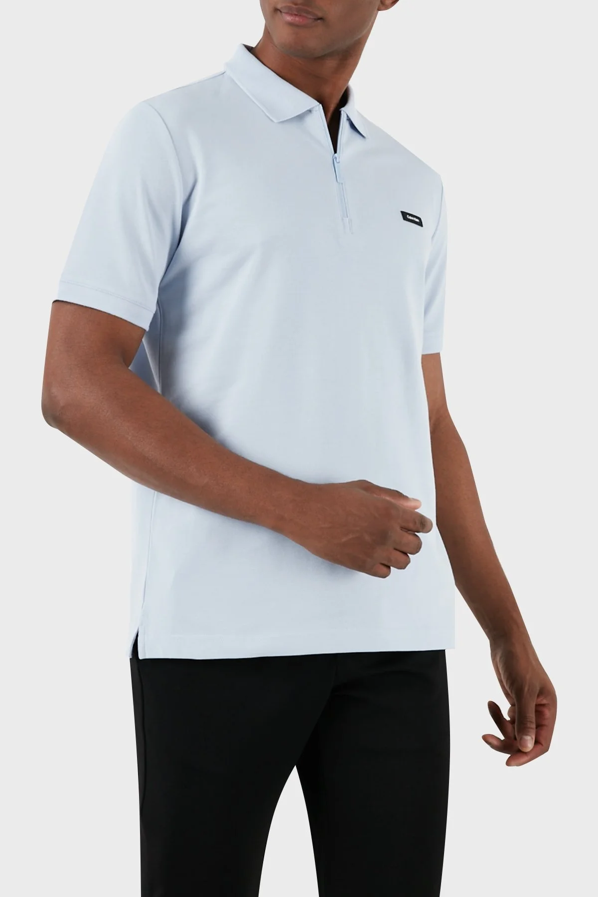 Calvin Klein Pamuk Karışımlı Fermuarlı K10K112478CGK Erkek Polo Yaka T Shirt K10K112478 CGK AÇIK MAVİ - 4