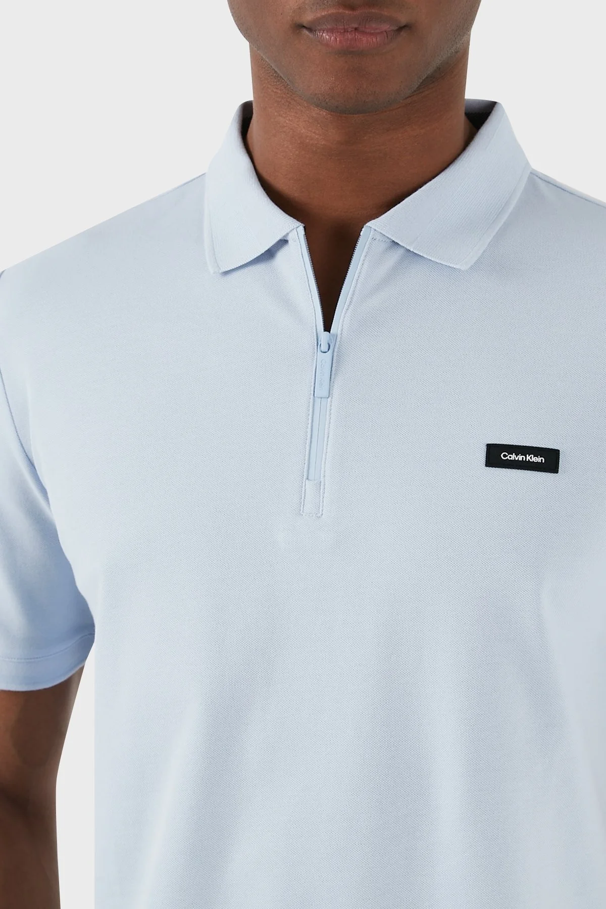 Calvin Klein Pamuk Karışımlı Fermuarlı K10K112478CGK Erkek Polo Yaka T Shirt K10K112478 CGK AÇIK MAVİ - 5