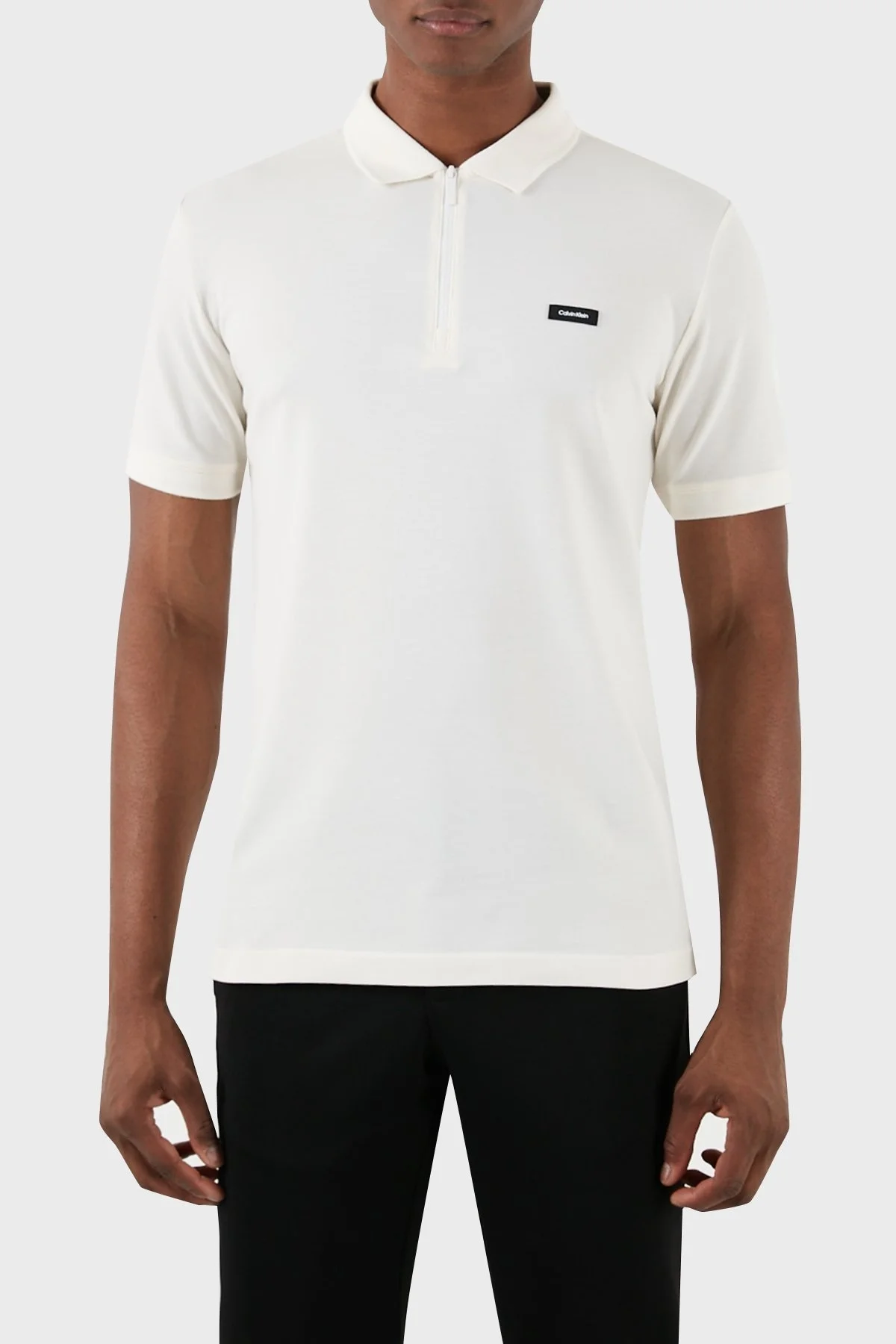 Calvin Klein Pamuk Karışımlı Fermuarlı K10K112478YAH Erkek Polo Yaka T Shirt K10K112478 YAH BEYAZ - 6