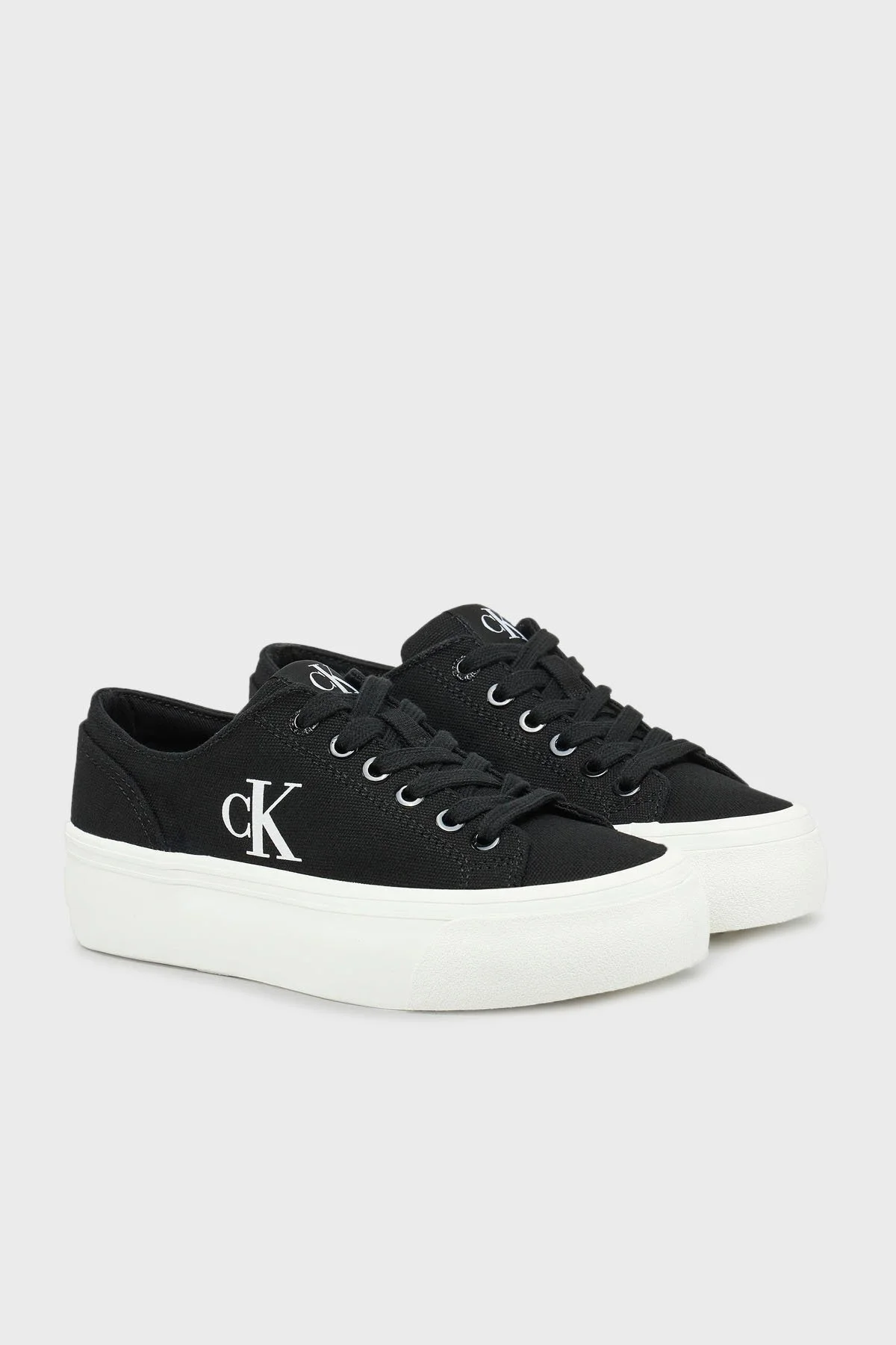 Calvin Klein Pamuk Karışımlı Kanvas YW0YW017630GM Bayan Ayakkabı YW0YW01763 0GM SİYAH-BEYAZ - 8